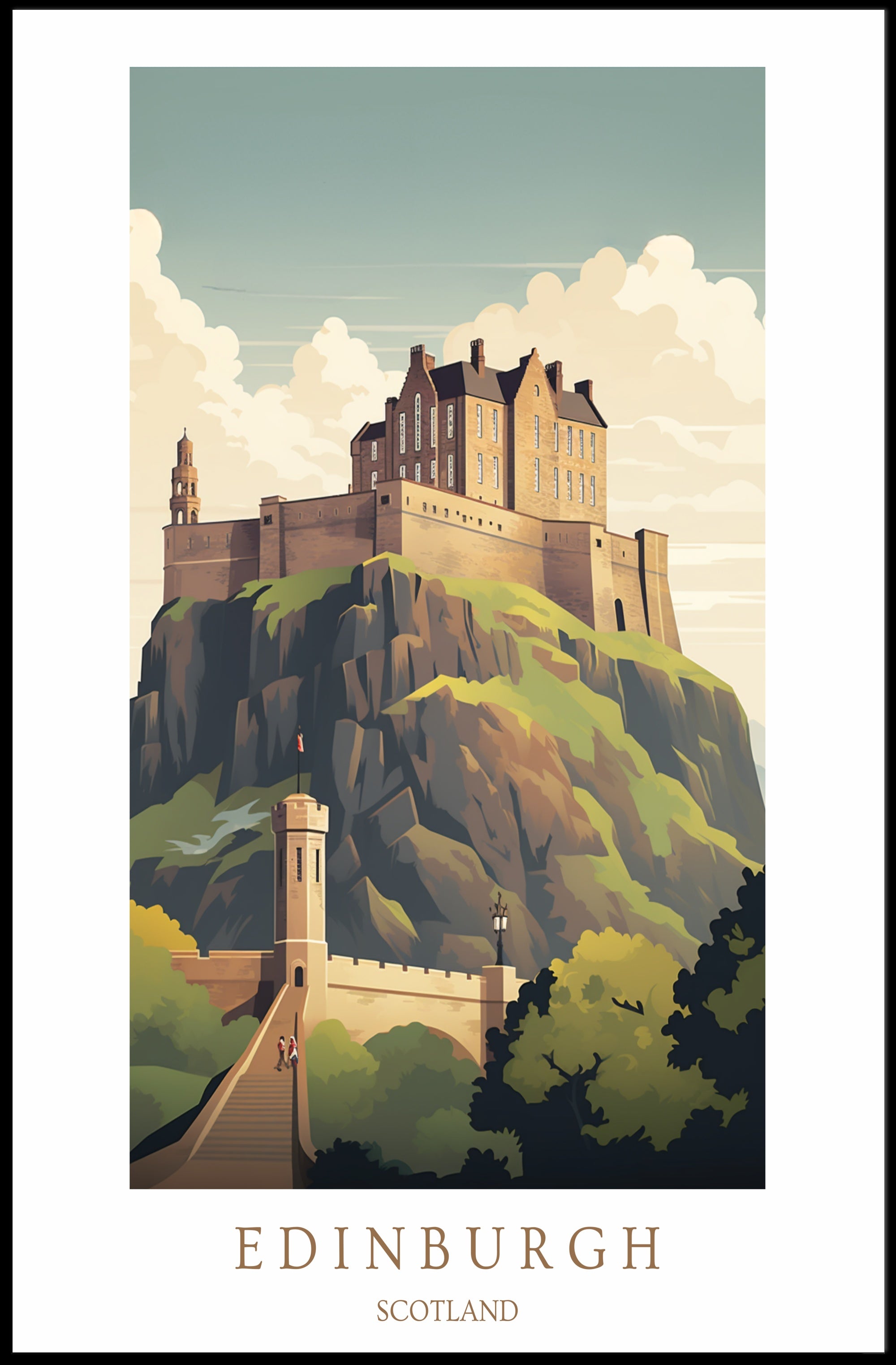 Edinburgh Castle Illustration Poster PosterGoat