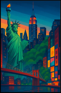 Statue Of Liberty New York Cityscape Poster Modern Wall Art