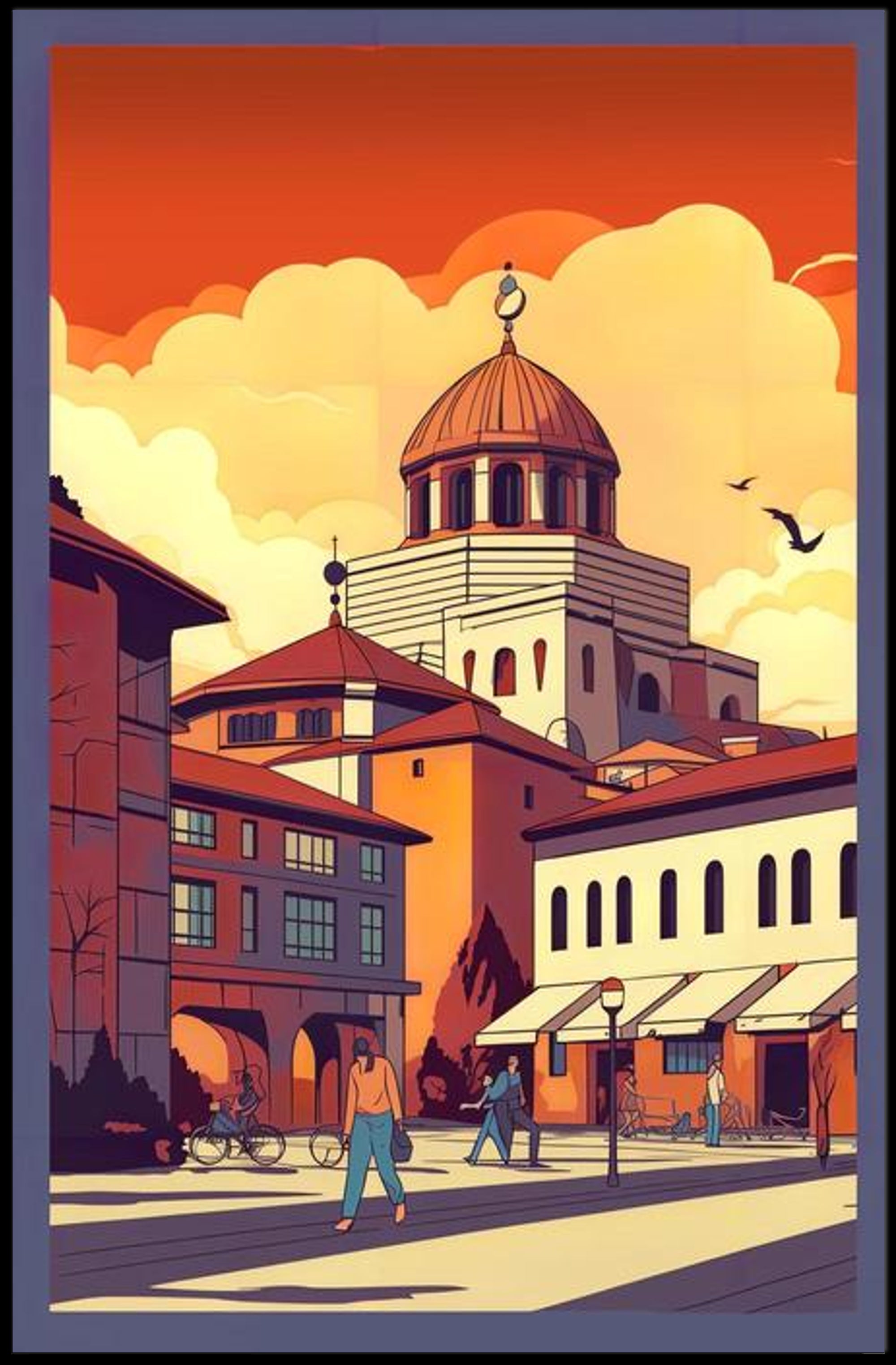 Tranquil Cityscape at Dusk Poster