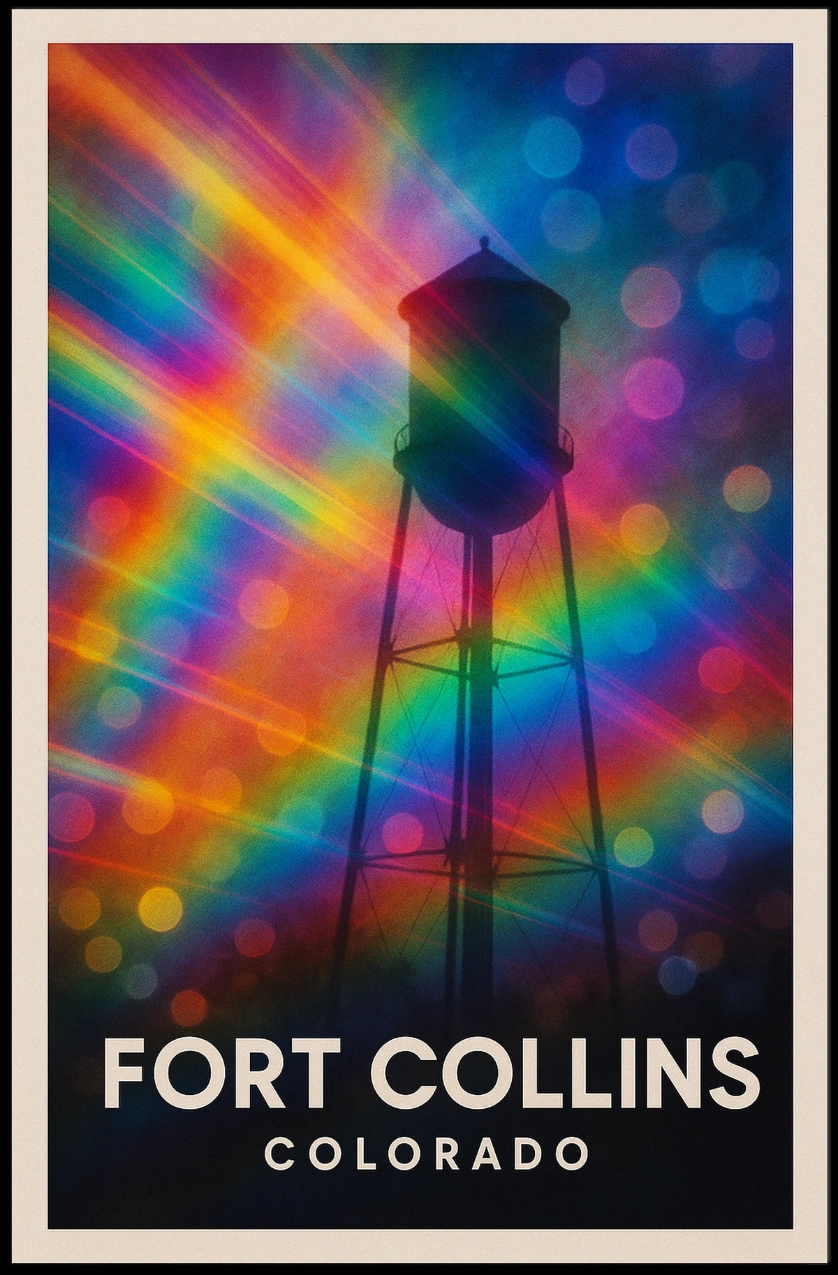 Fort Collins Water Tower Minimalist Realism Decor Poster