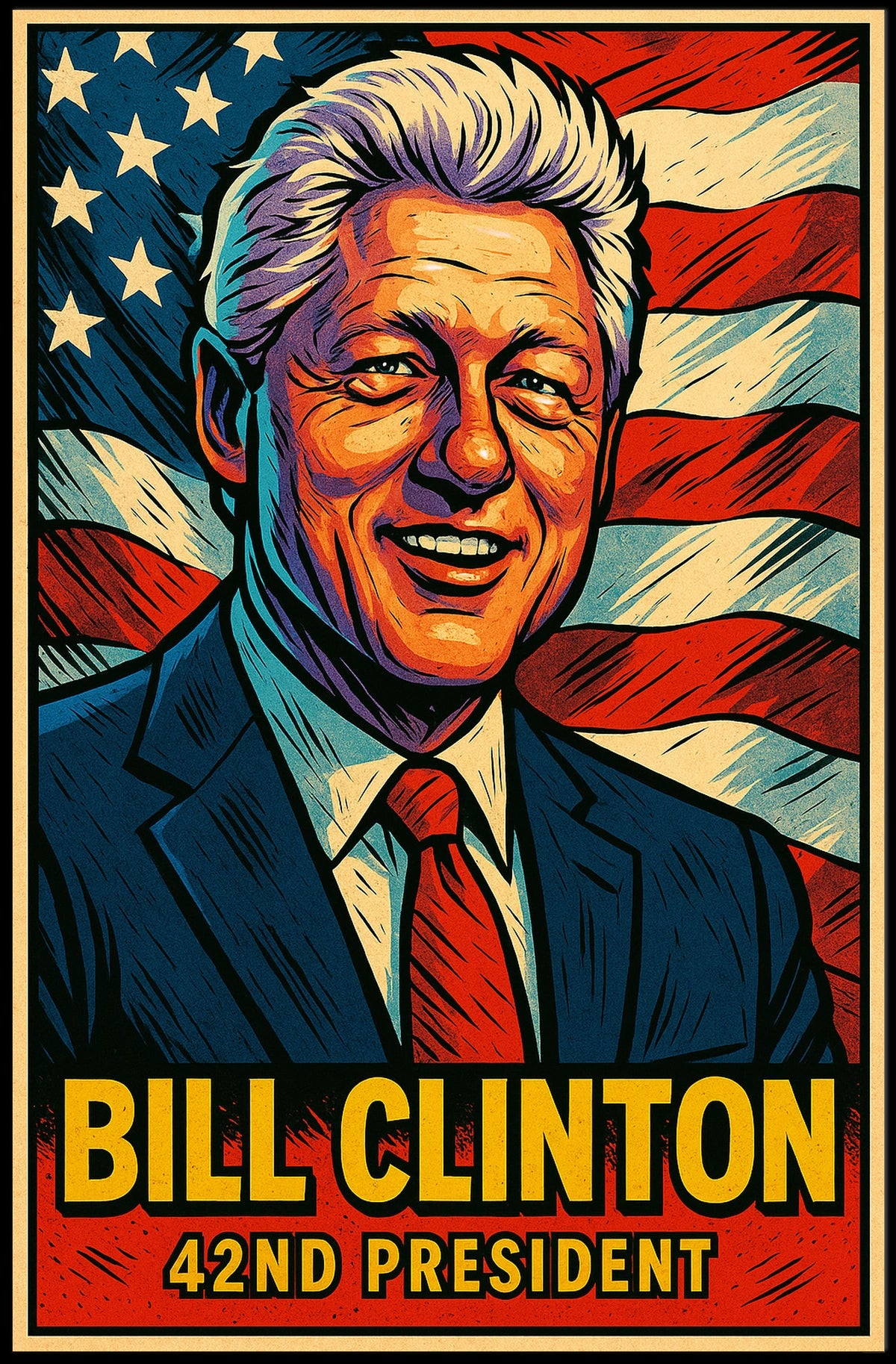 Bill Clinton 42nd President Poster Wall Art Decor Home