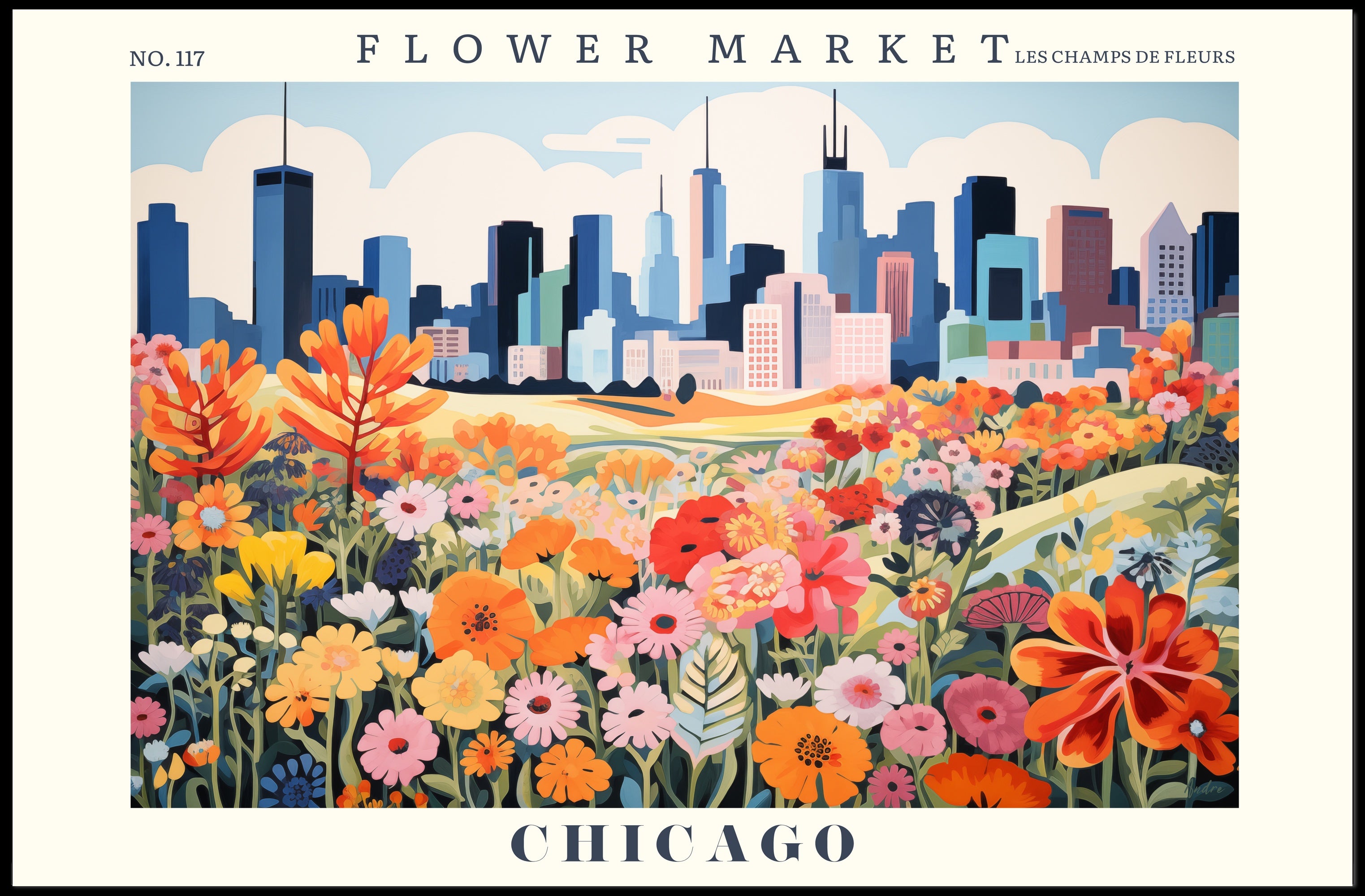 Flower Market Chicago Cityscape Urban or Cityscape Poster