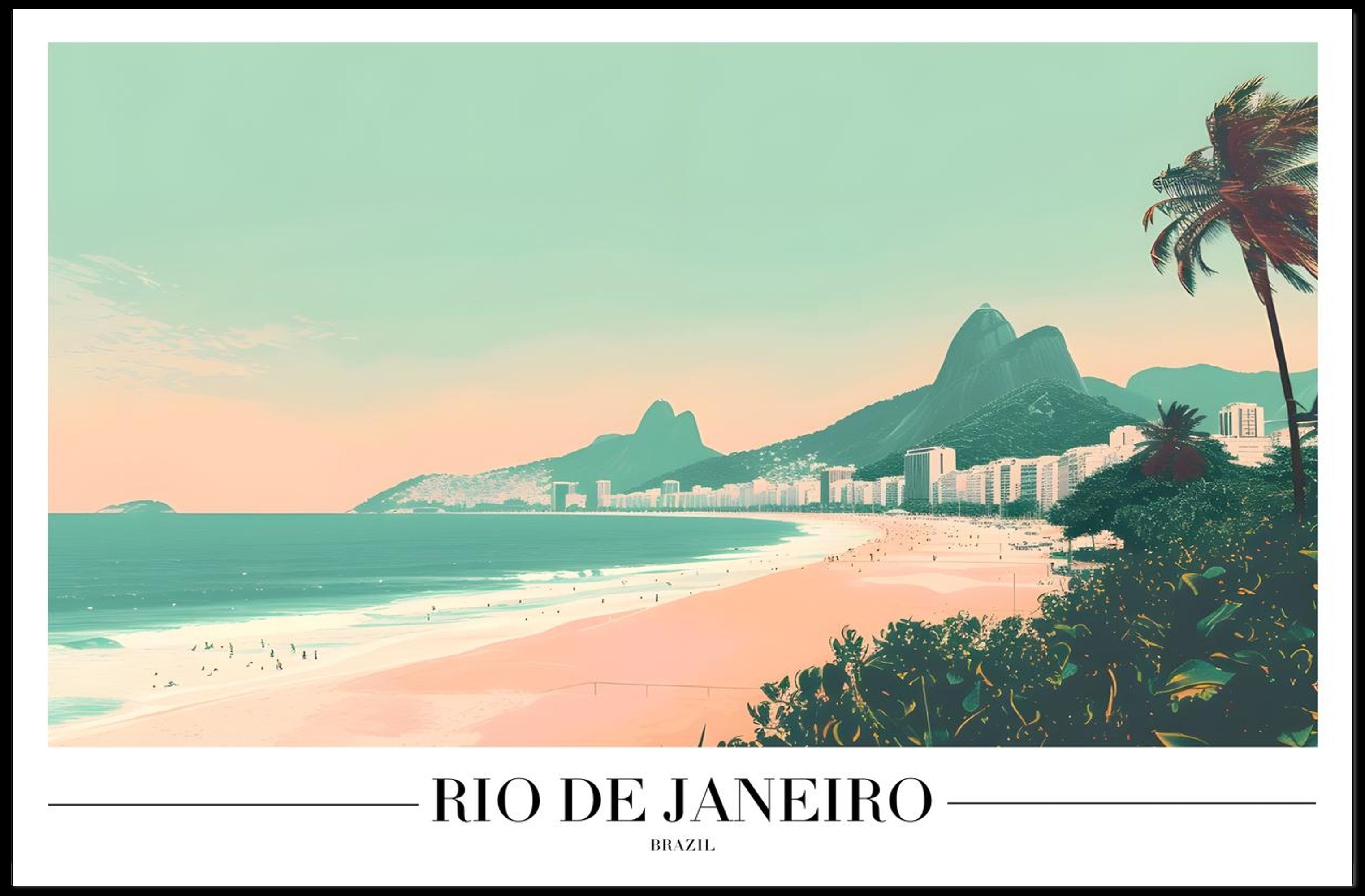 Scenic Rio de Janeiro Vintage Travel Art Poster