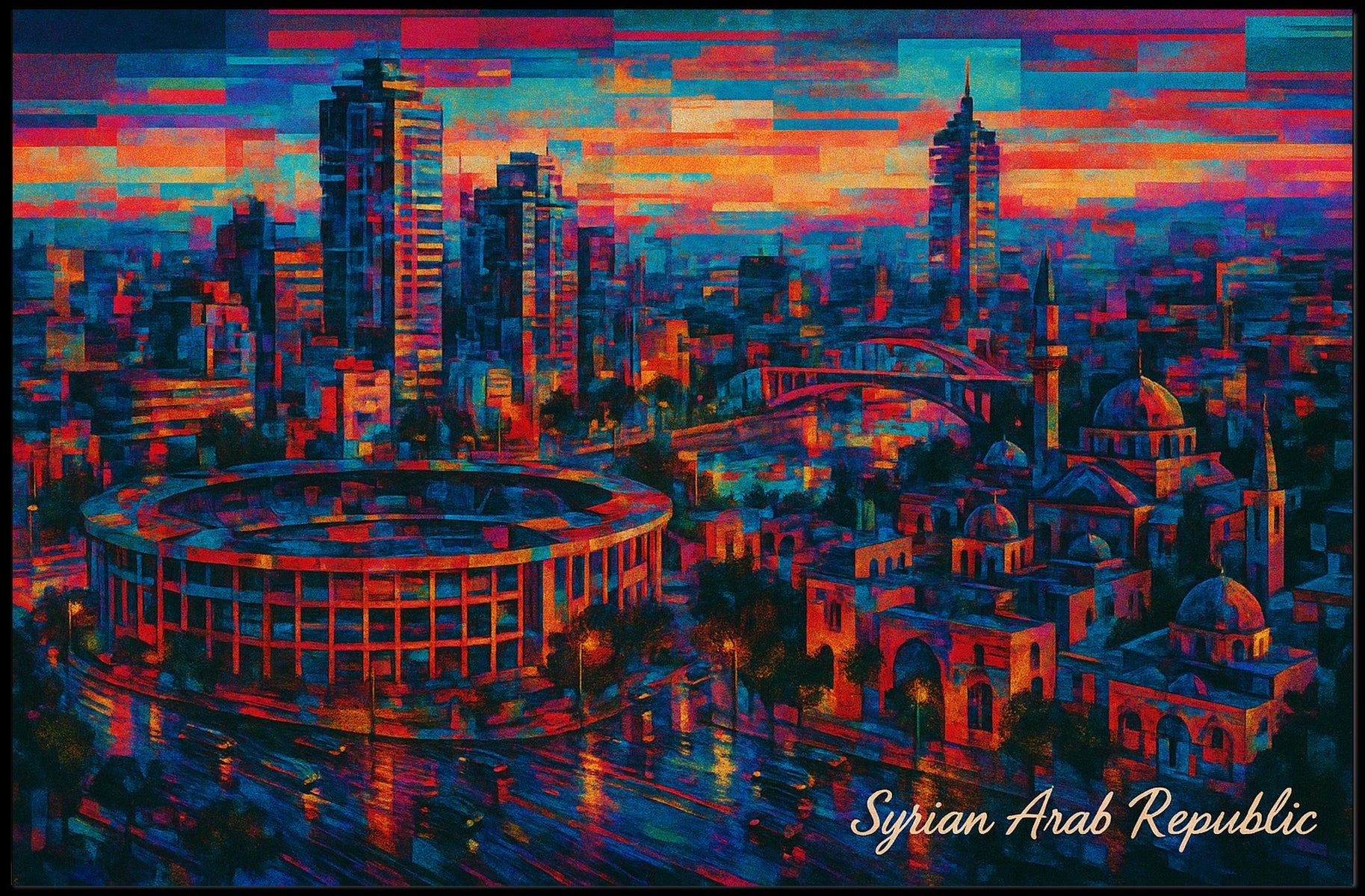 Syrian Arab Republic Vibrant Cityscape Poster