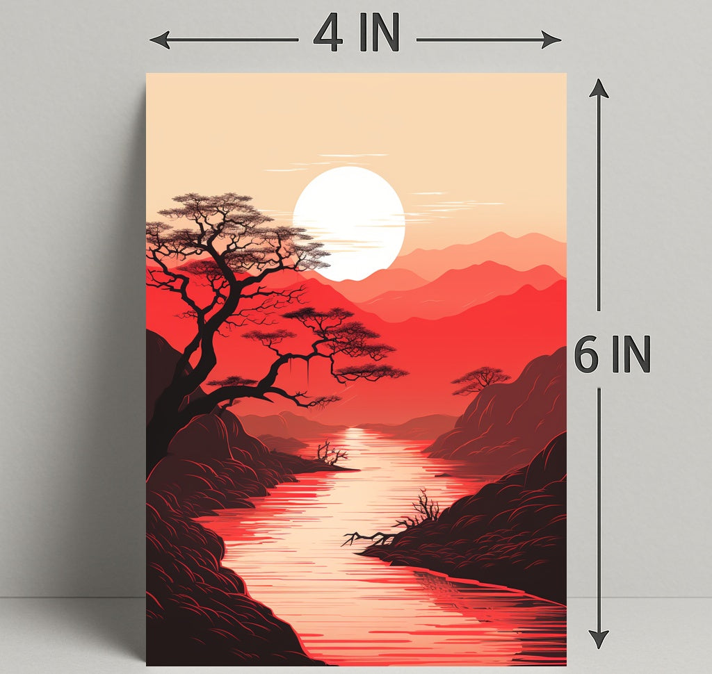 Tranquil Sunset Over Red Mountains Poster