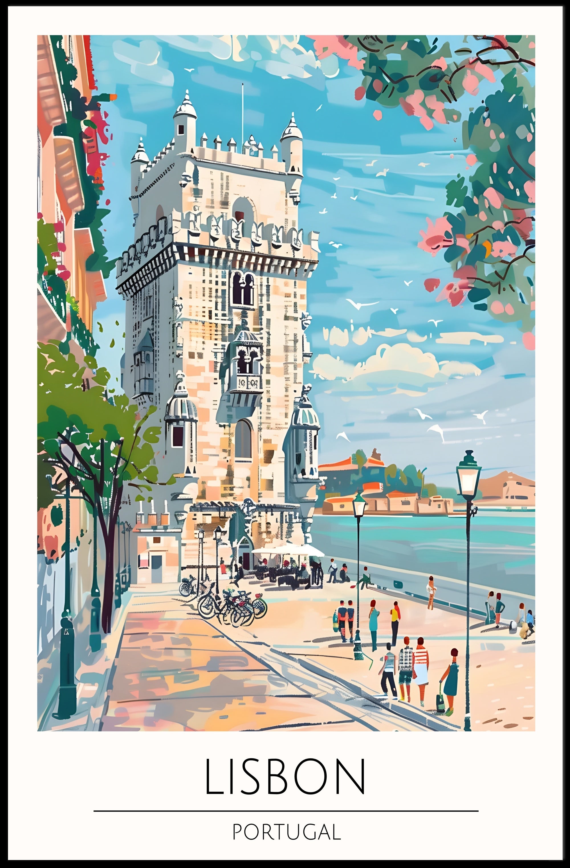 Lisbon's Coastal Charm Poster PosterGoat