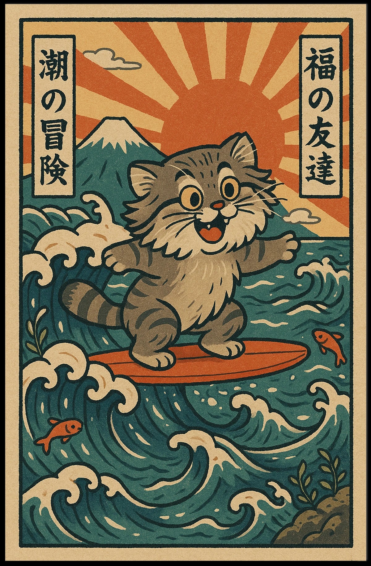 Surfing Cat Adventure Poster