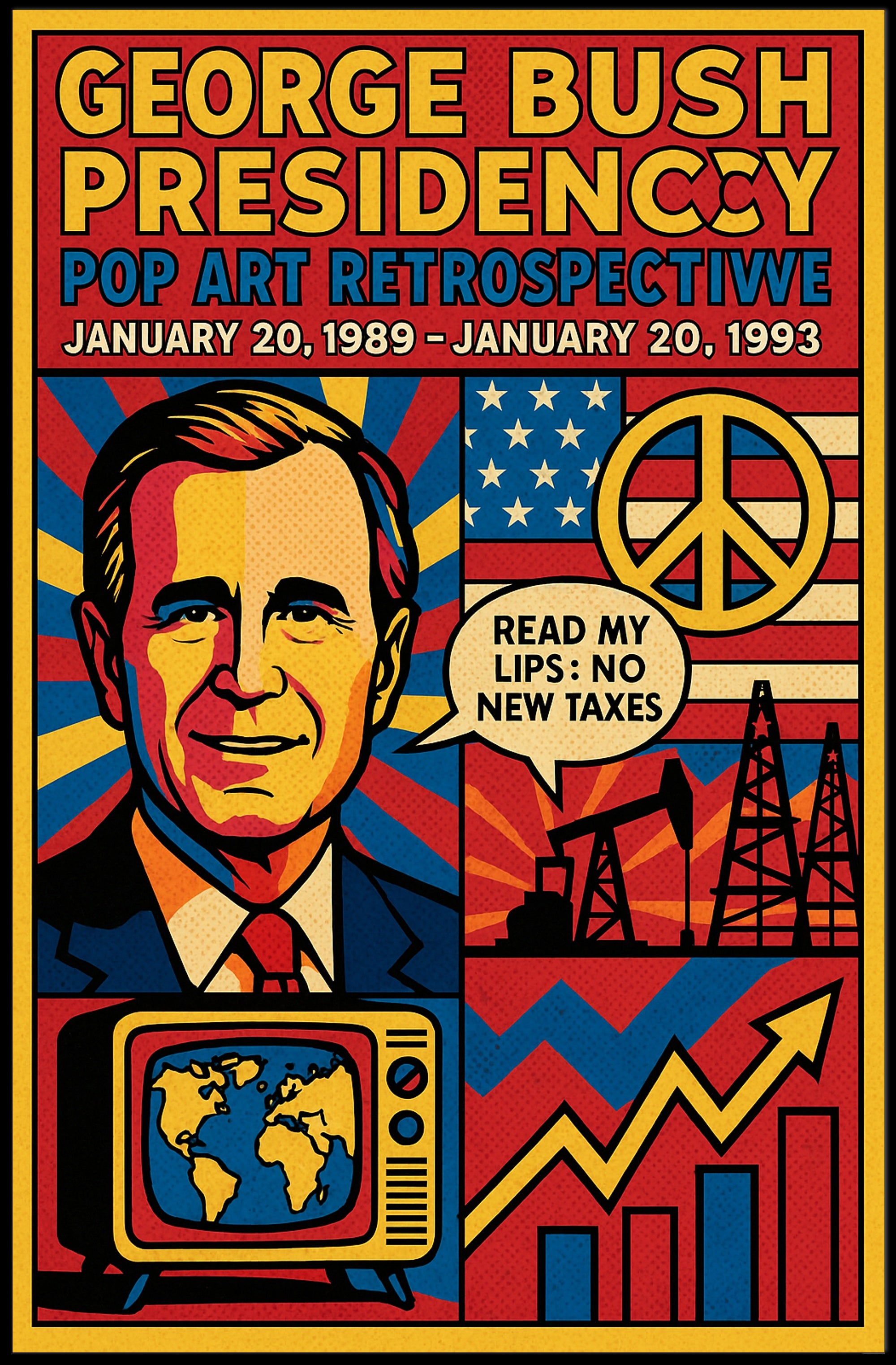 George Bush Presidency Pop Art Retrospective Poster PosterGoat