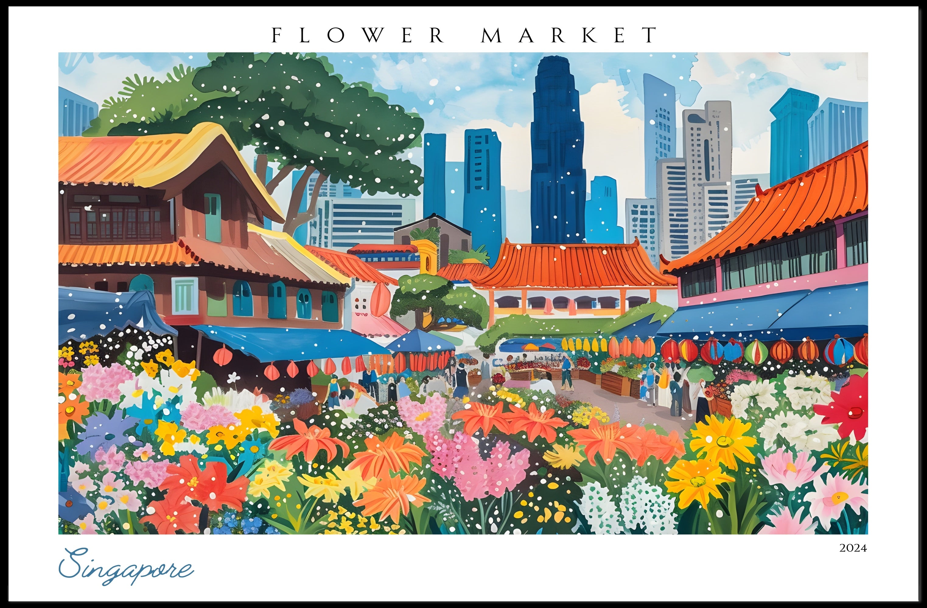 Flower Market in Singapore Poster PosterGoat