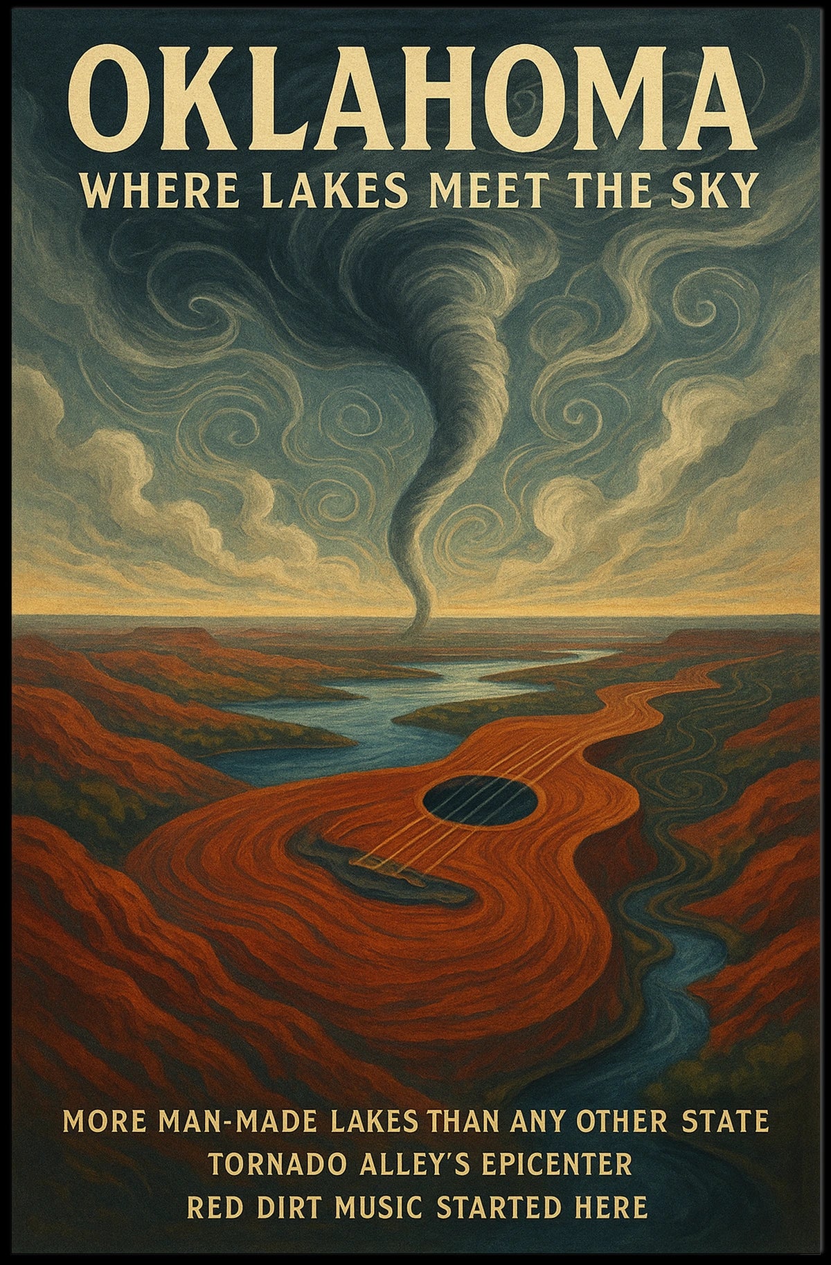 Oklahoma Where Lakes Meet The Sky Poster