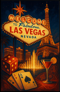 Las Vegas Poster for Home Decor Lovers Neon Nightlife