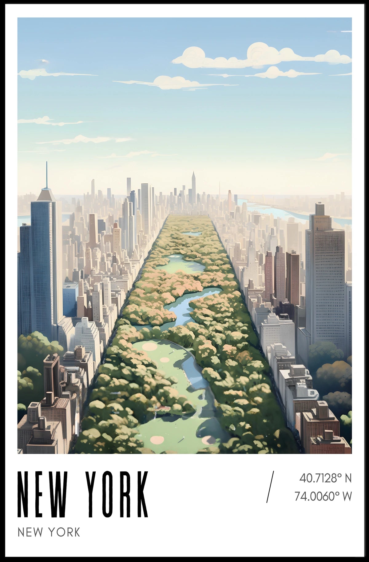 New York Central Park Cityscape Poster Modern Wall Art