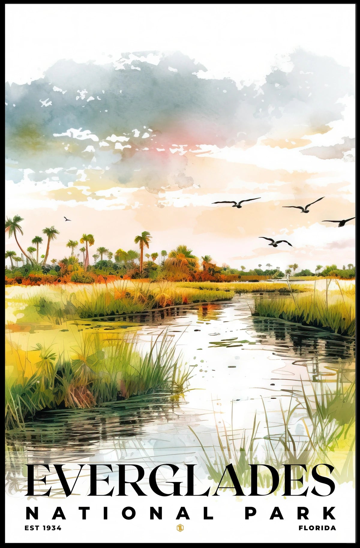 Everglades Watercolor Wall Art Poster
