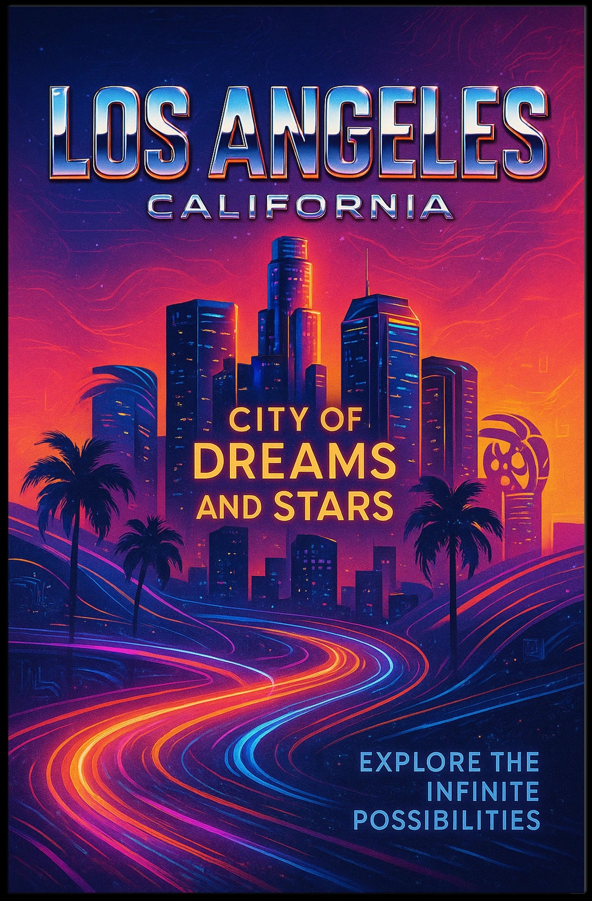 Los Angeles City Of Dreams And Stars Poster