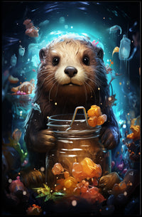 Otter Enchanted Ocean Gems Digital Painting Poster