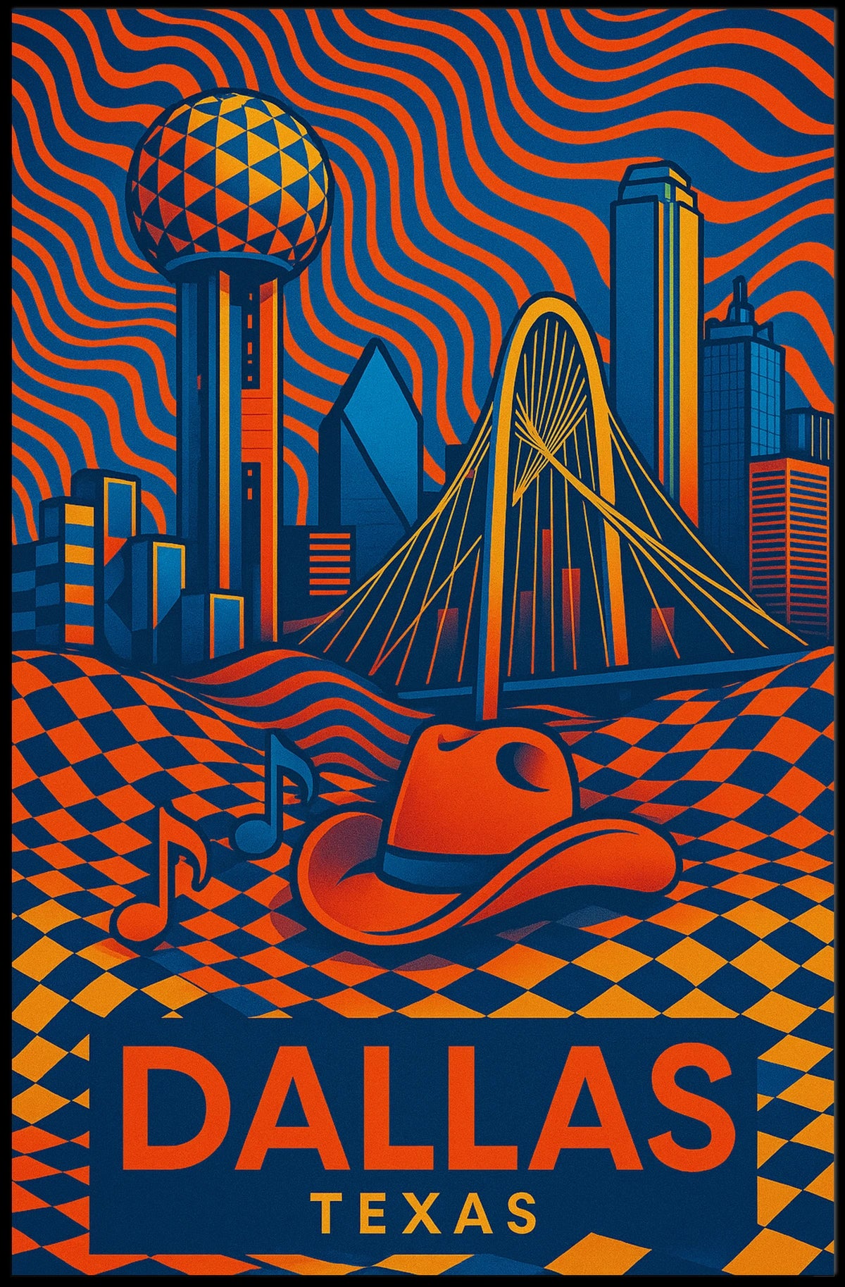 Dallas Vibes Poster Bold Colors For Modern Home Decor Fans