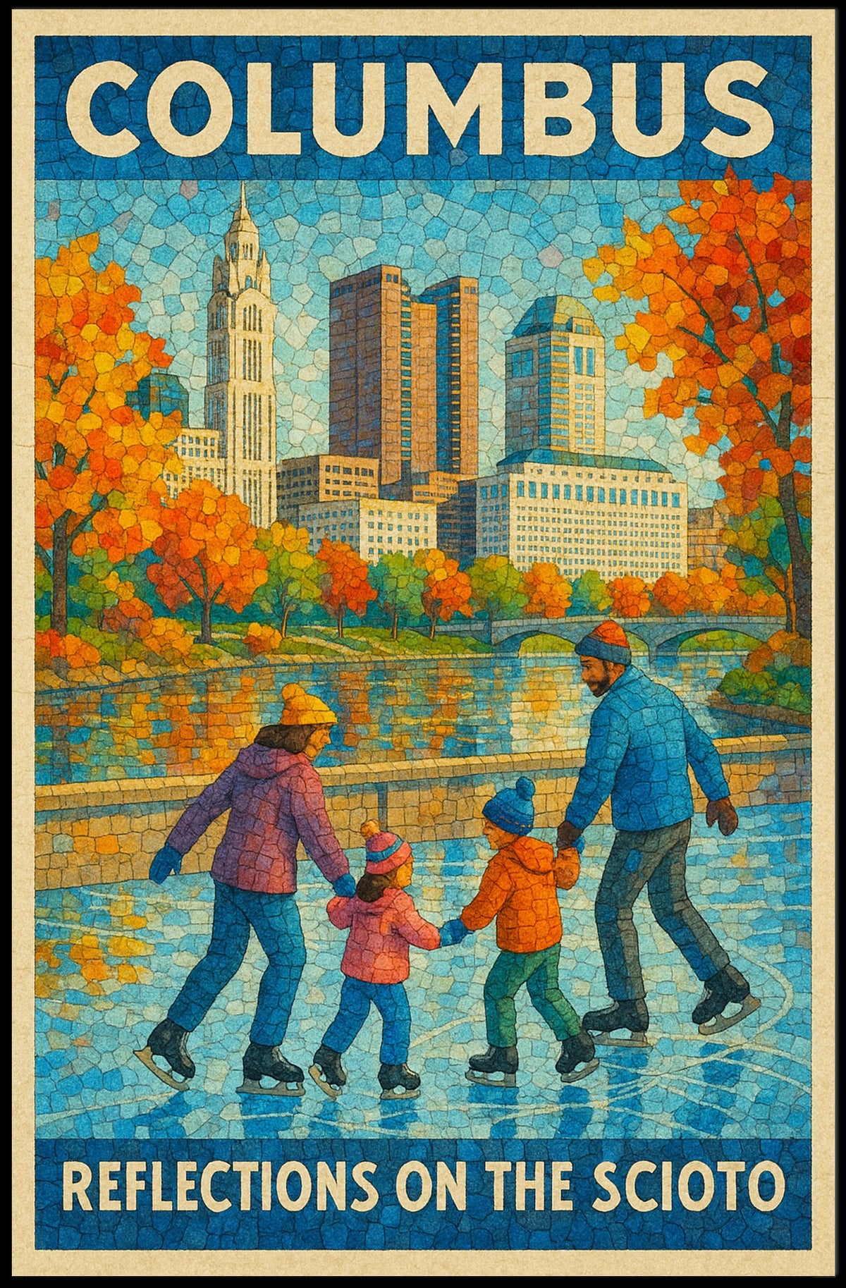 Columbus Reflections on the Scioto Poster