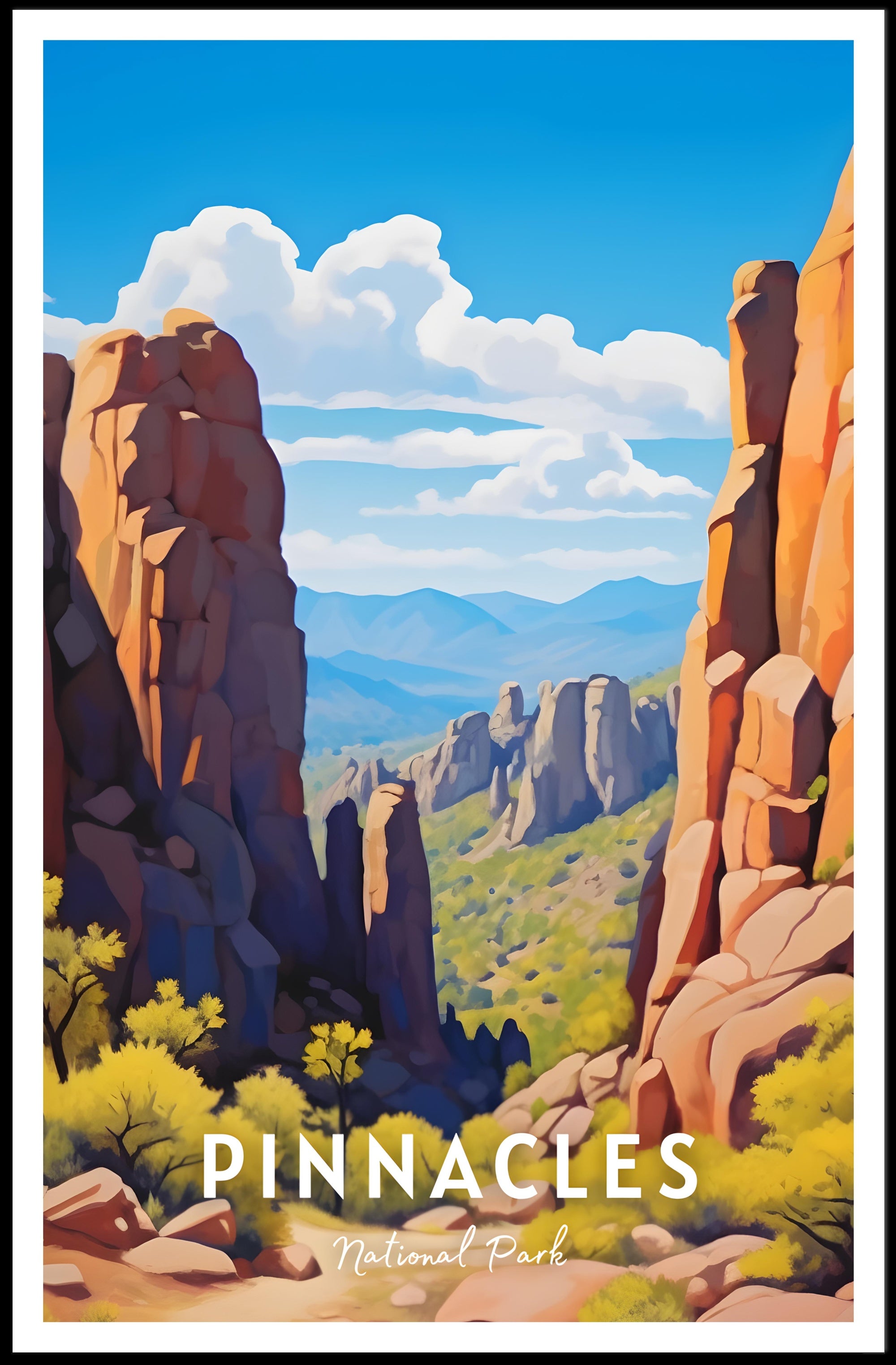Pinnacles National Park Poster Vintage Travel Wall Art