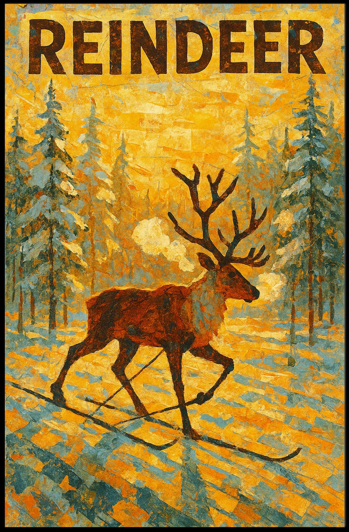 Reindeer In Winter Wonderland Poster