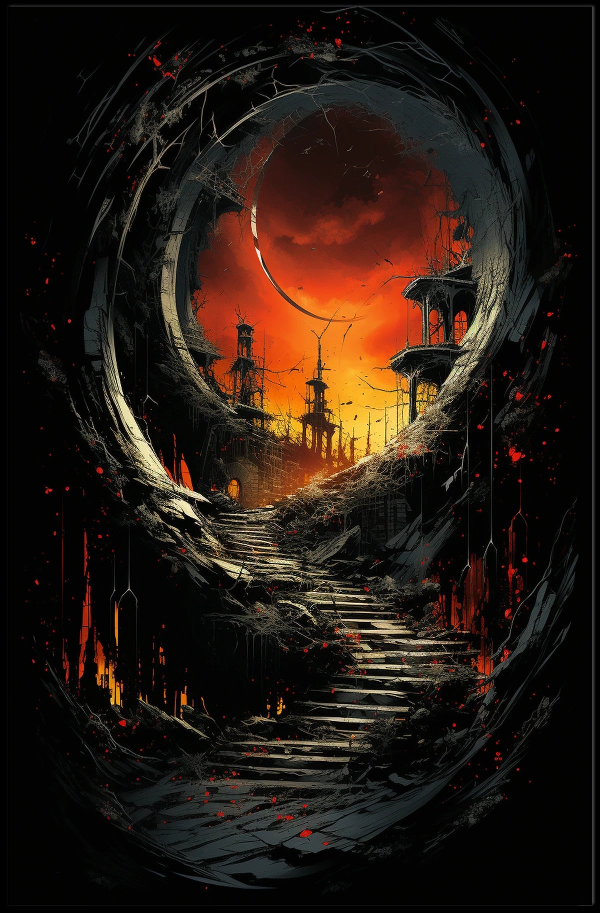 Apocalyptic Dystopian World Surreal Landscape Artistic Poster