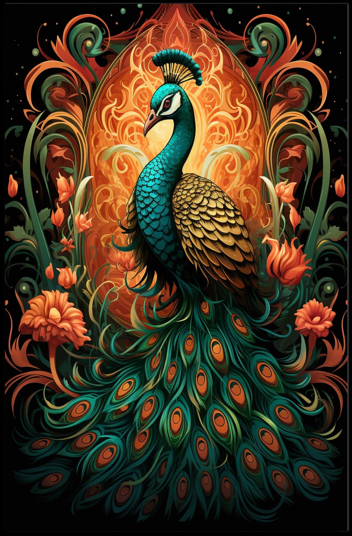 Majestic Peacock Art Poster