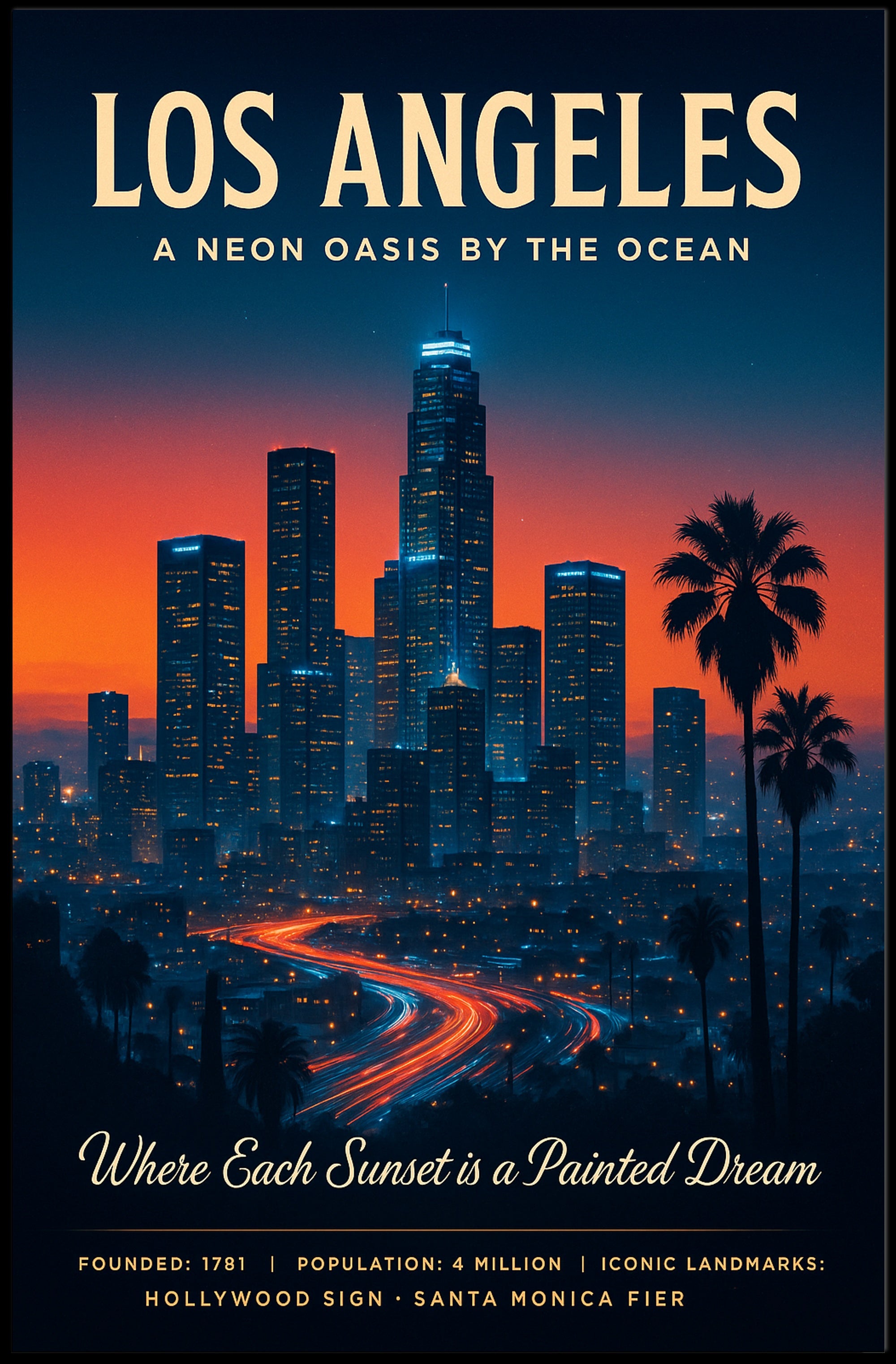 Los Angeles A Neon Oasis Poster PosterGoat