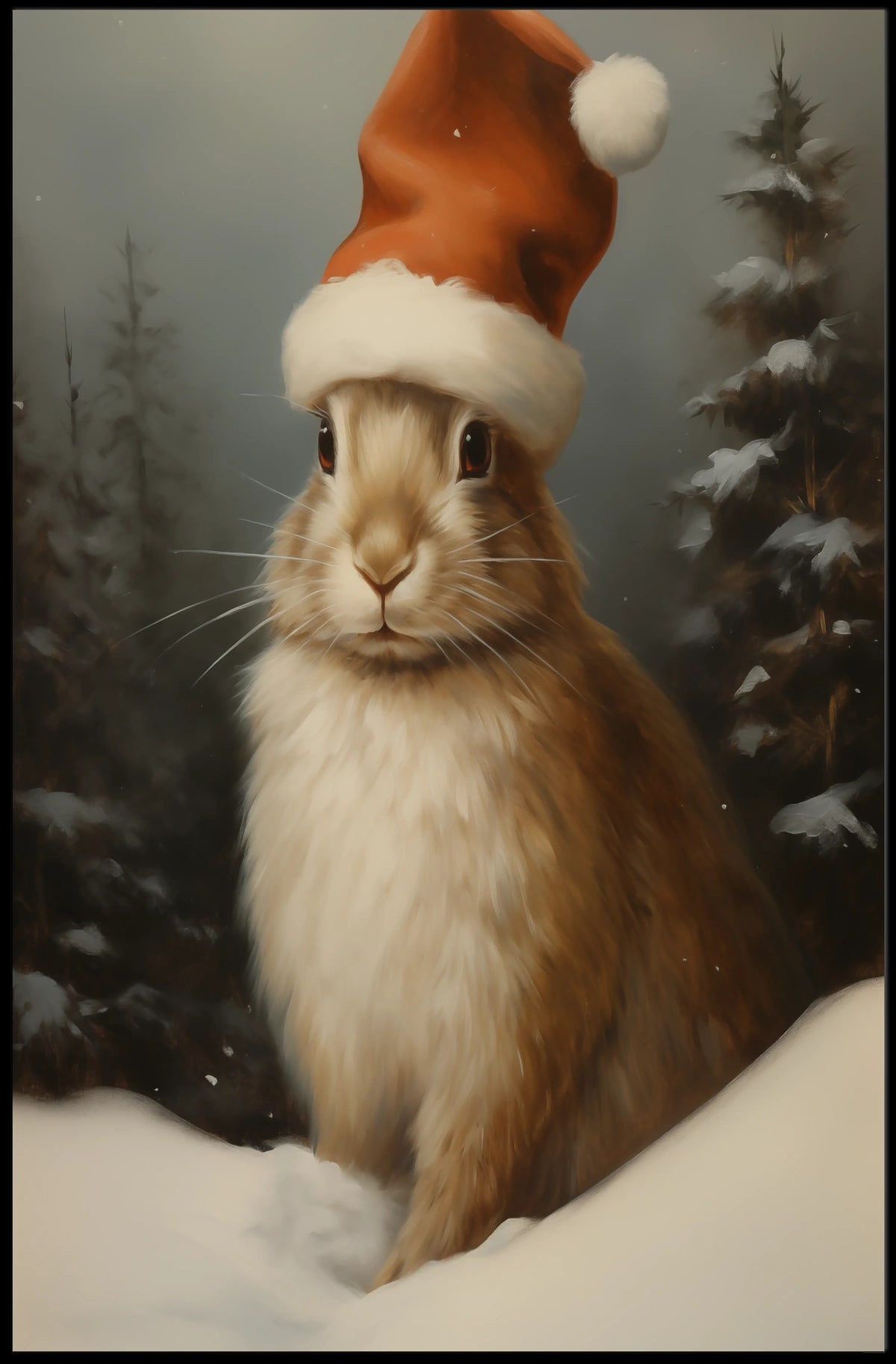 Festive Rabbit In Winter Wonderland Poster