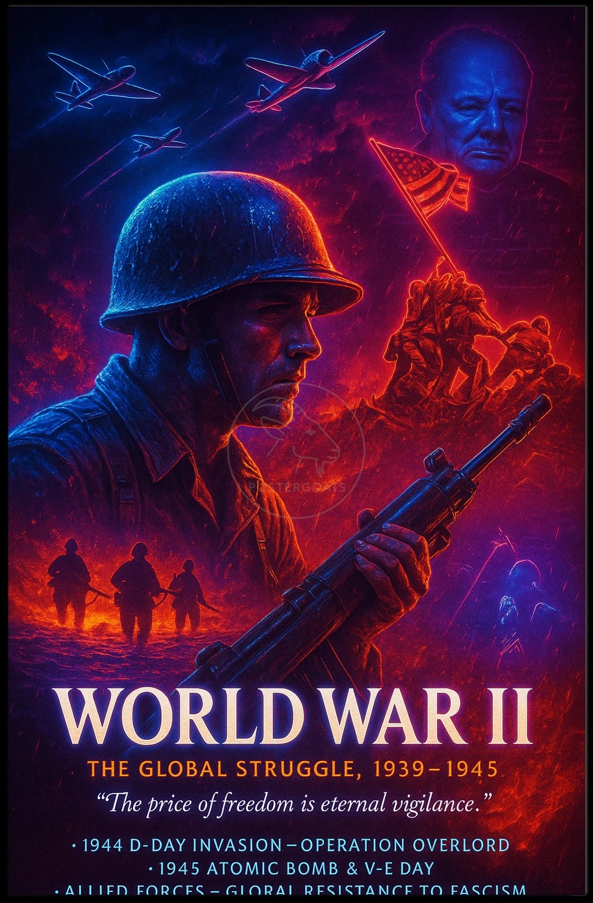 World War II Heroes and Valor Commemorative WWII Poster