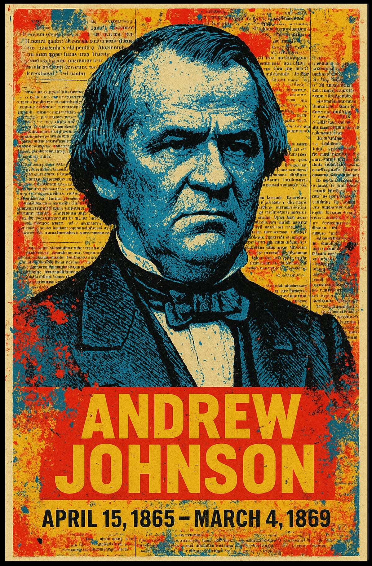 Andrew Johnson 17th President of the United States Street Art Mashup Poster