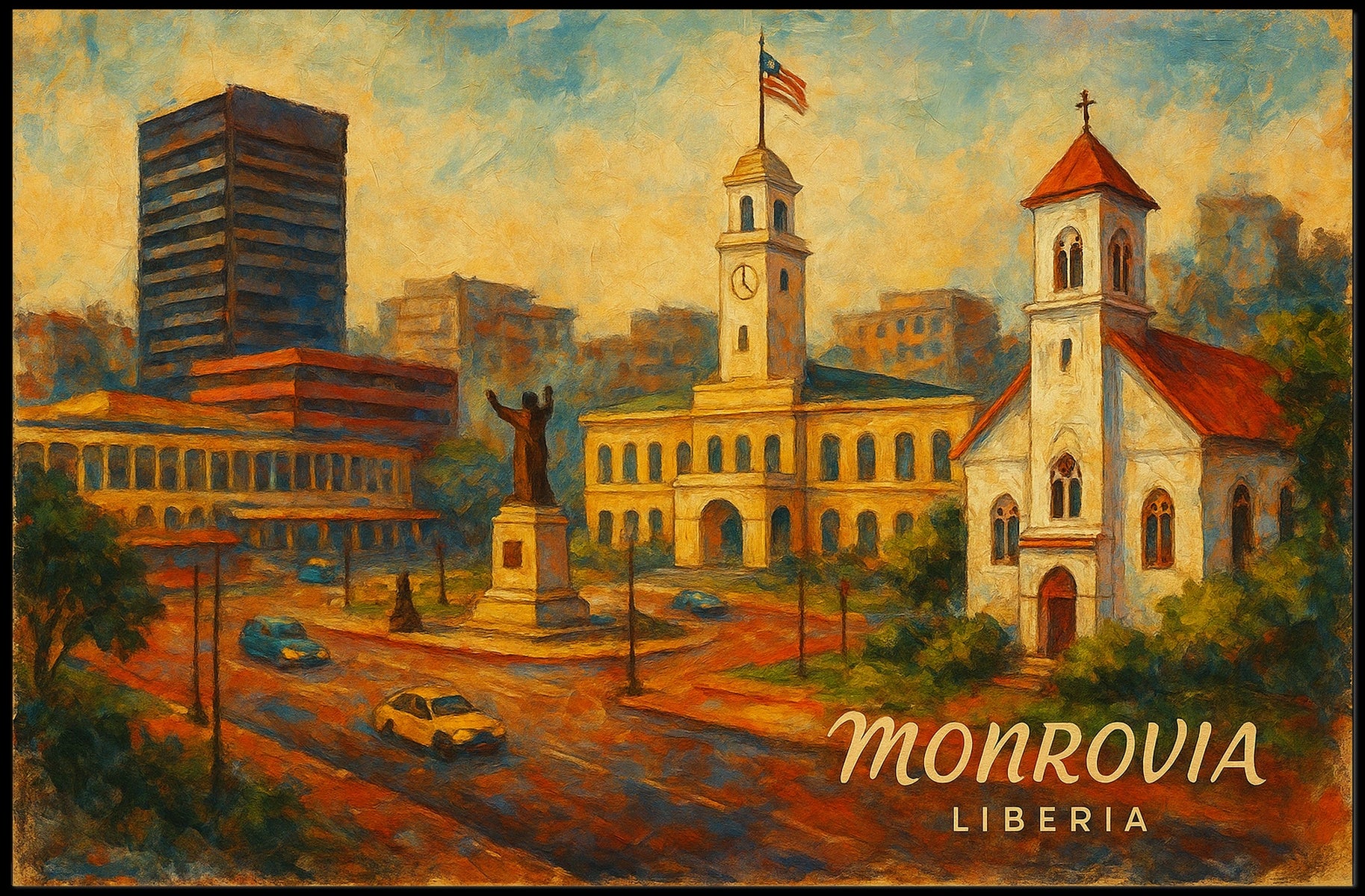 Monrovia, Liberia Cityscape Art Poster