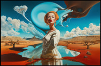 Surreal Desert Landscape with Dreamlike Elements - Artistic Poster