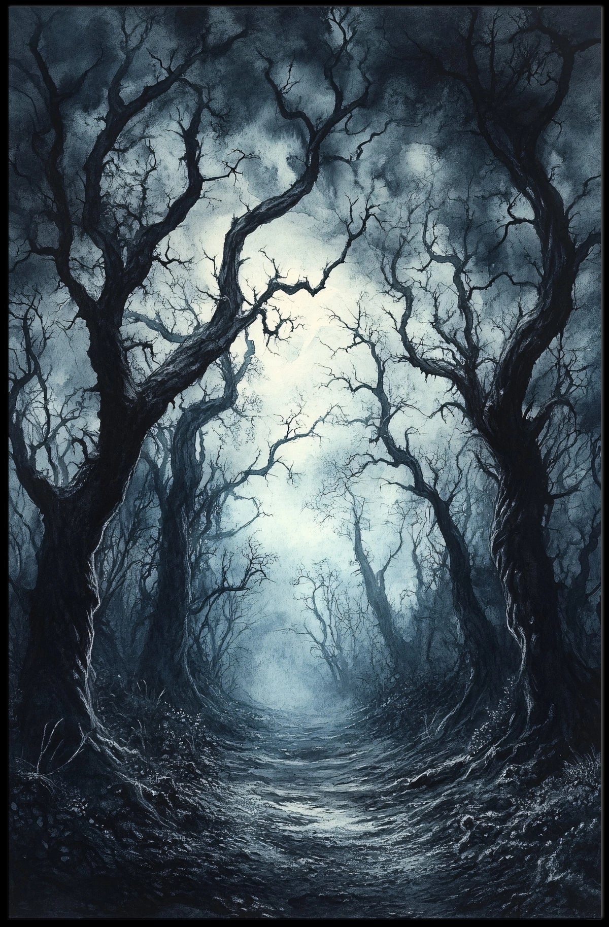 Haunting Mystical Forest Scene Abstract, Artistic, or Pop Culture Poster