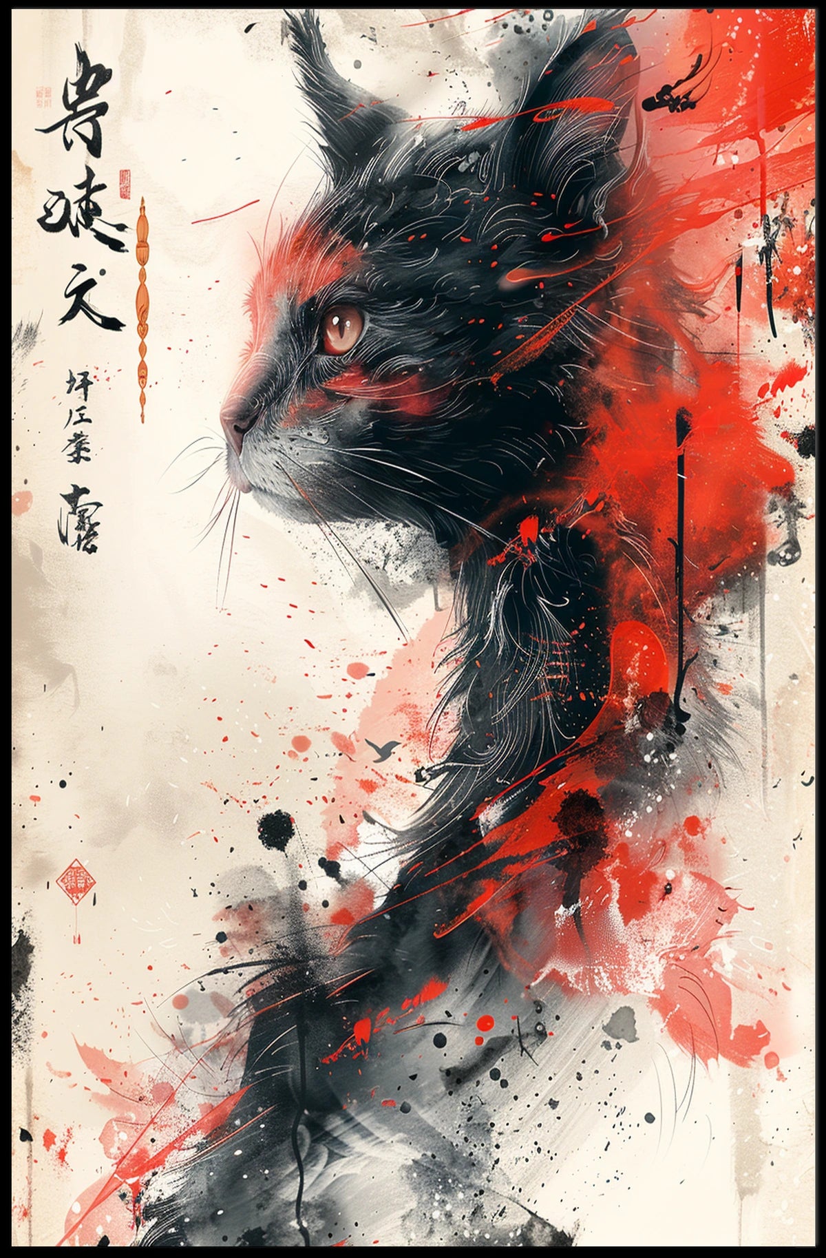 Feline Elegance In Abstract Abstract Poster