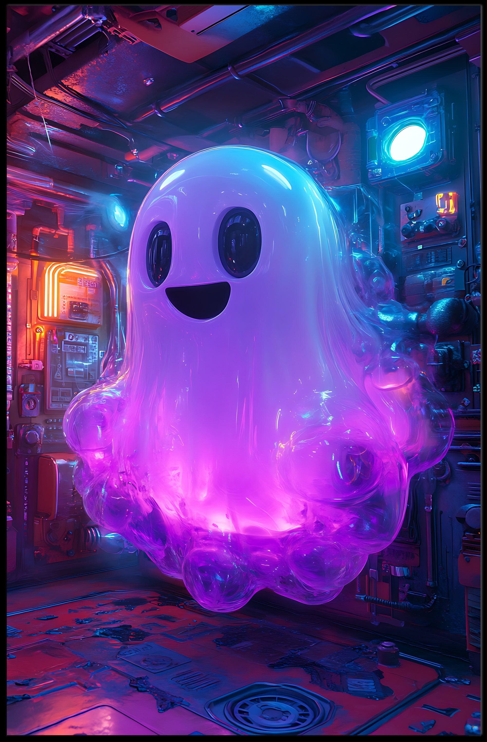 Neon Ghost in Futuristic Sci-Fi Poster