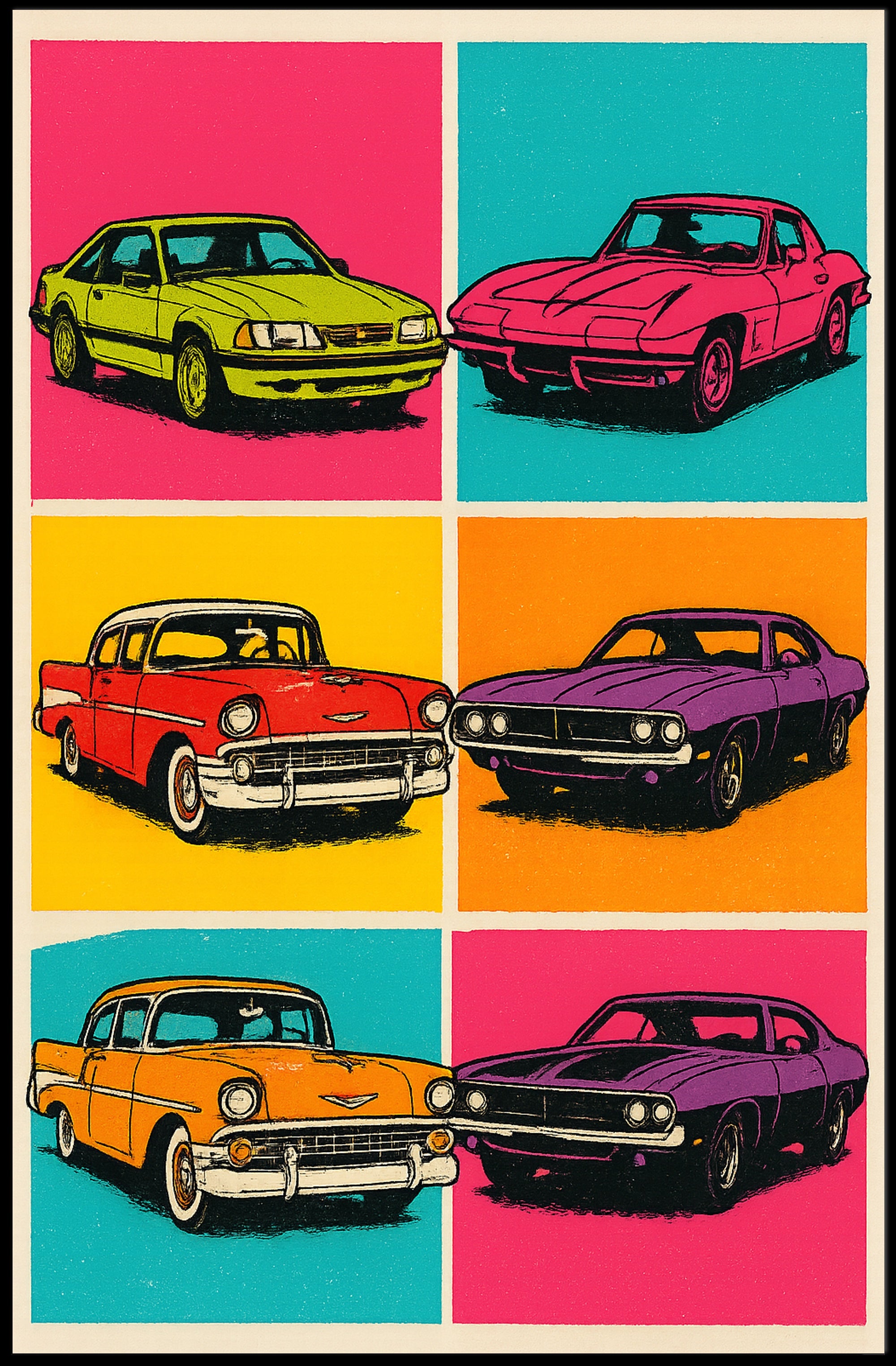 Pop Art Cars Poster PosterGoat