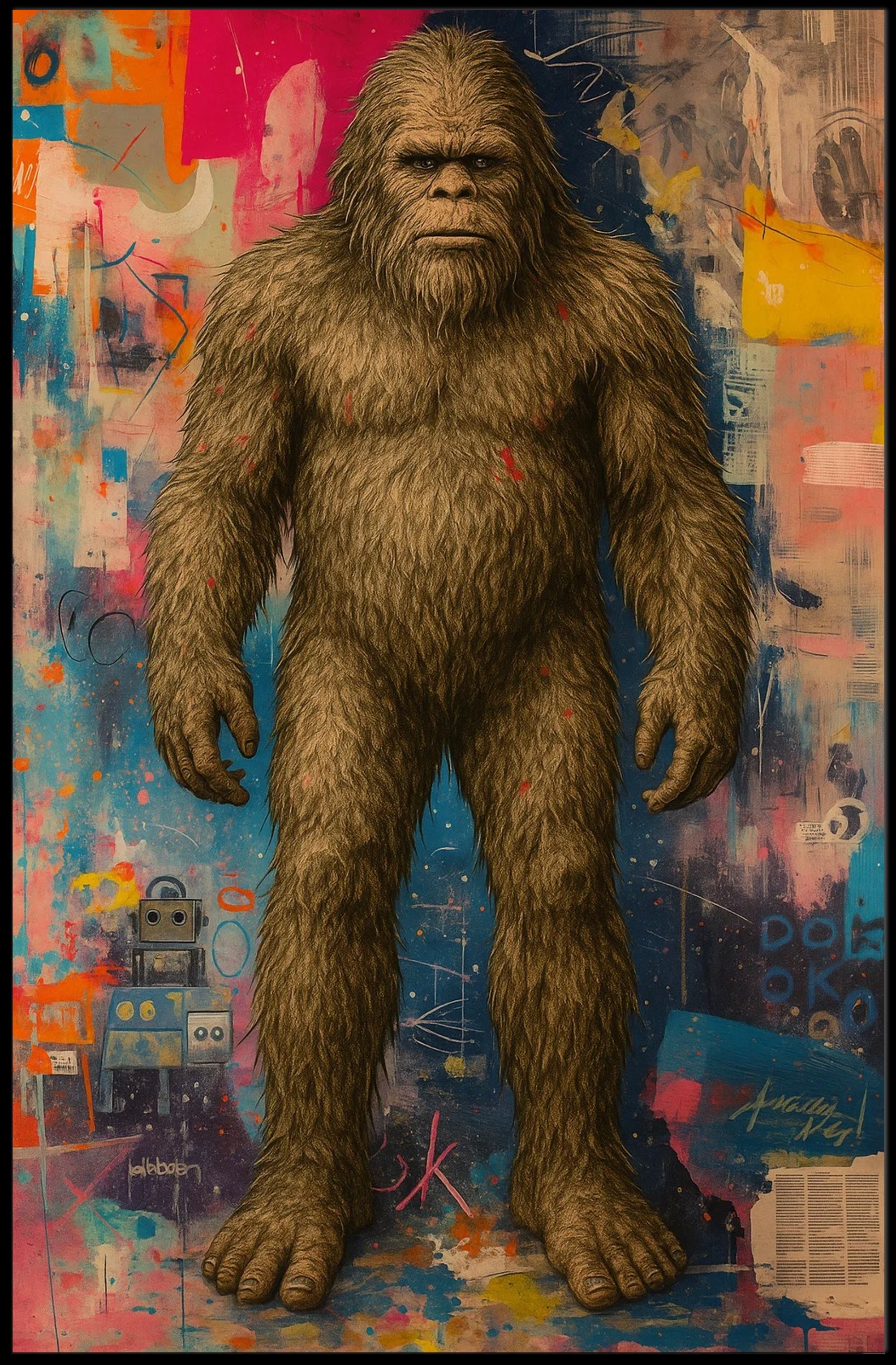 Bigfoot Yeti Art in Abstract, Artistic, or Pop Culture Poster