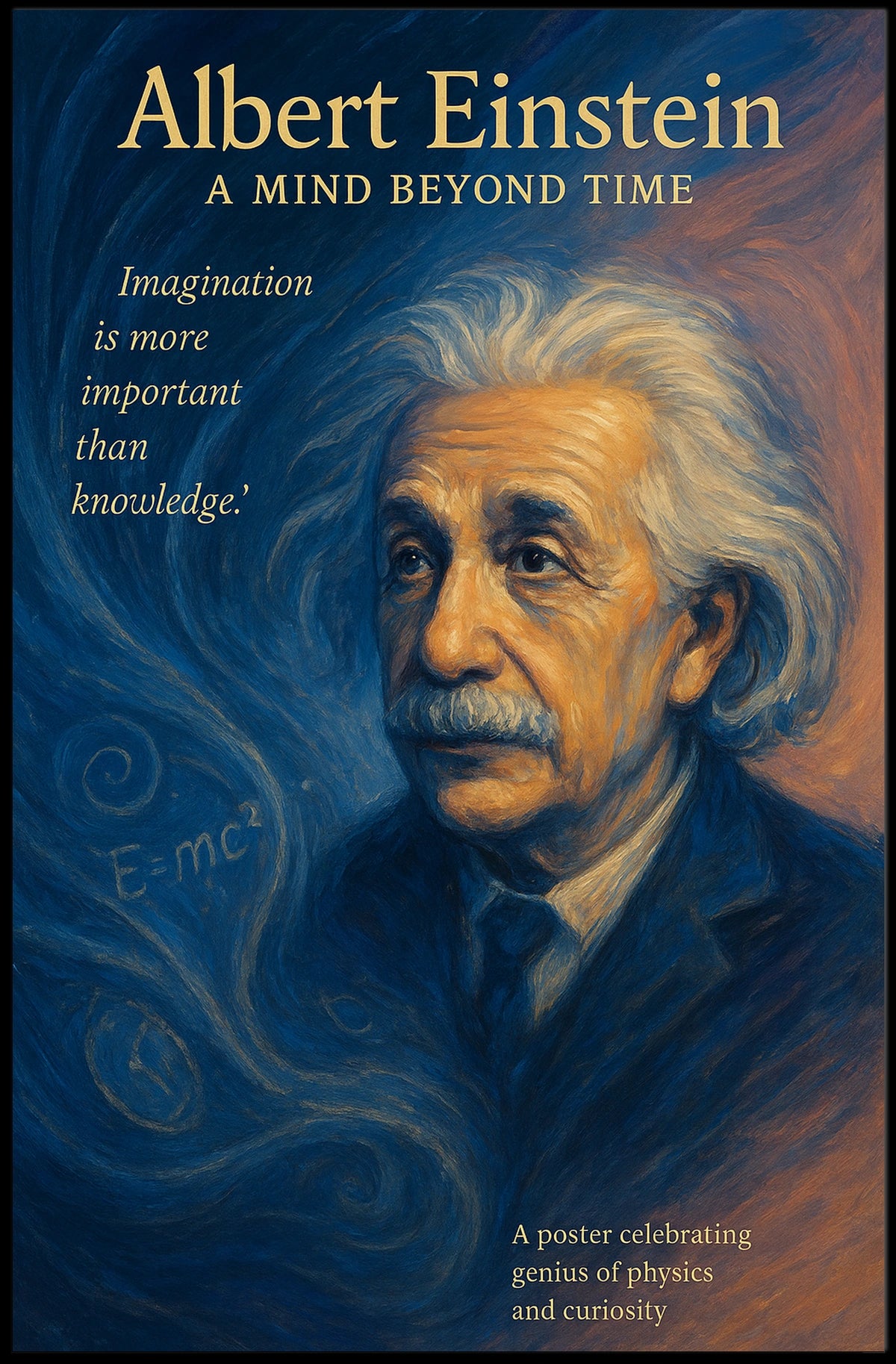 Albert Einstein Inspirational Art Poster for Creativity