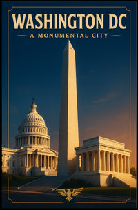 Washington D.C. Monuments Vintage Travel Poster PosterGoat