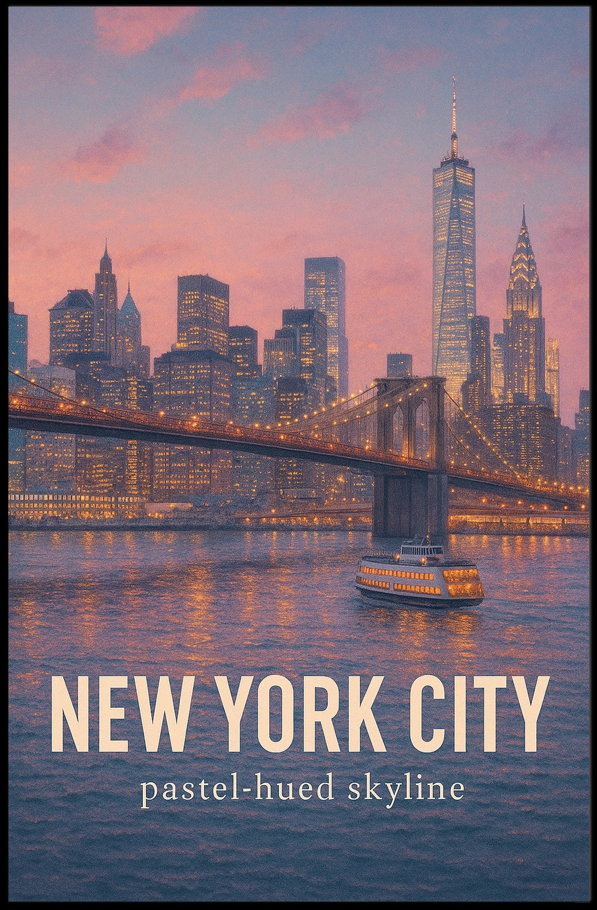 New York City Pastel-Hued Skyline Poster