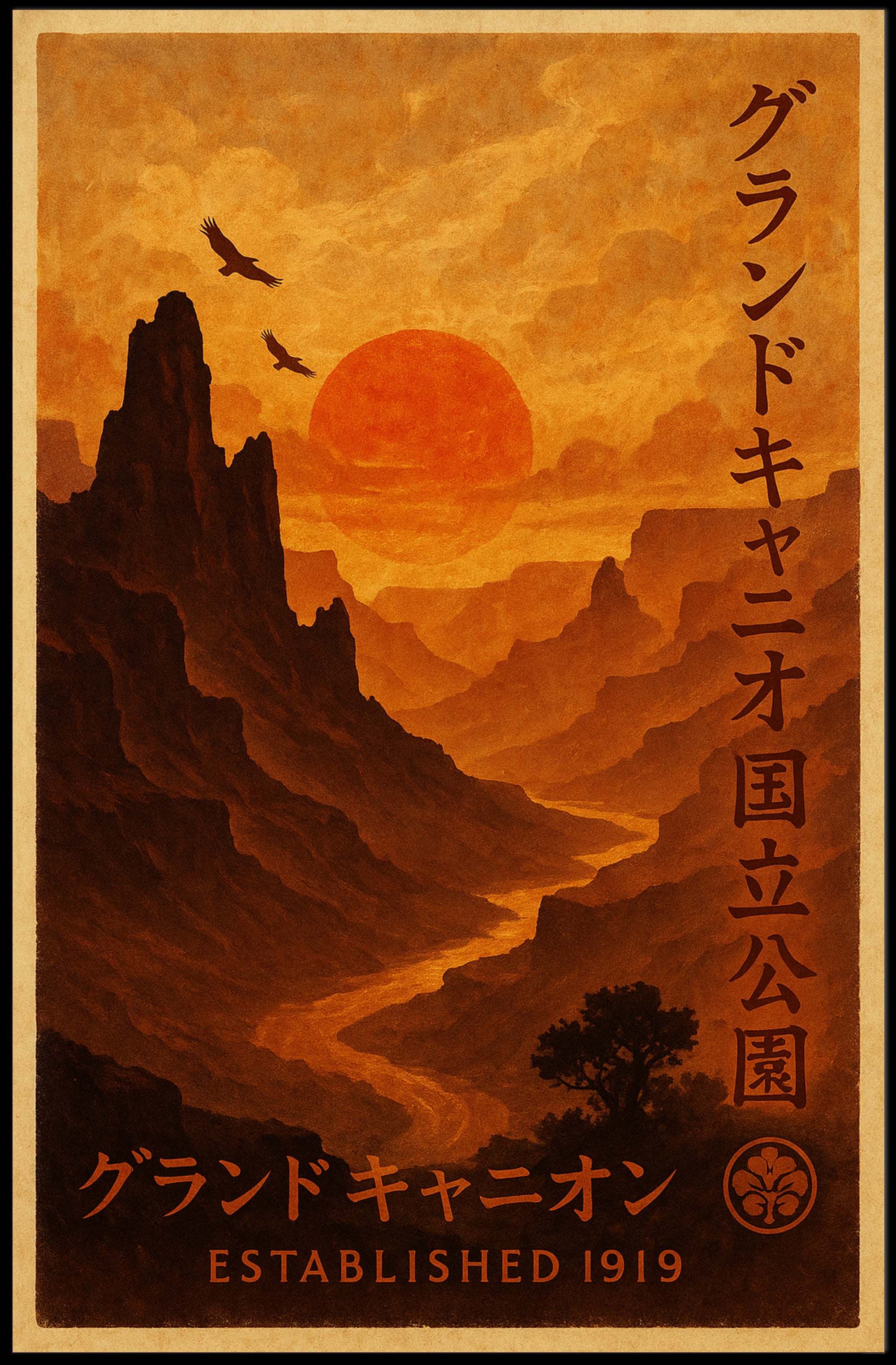 Vintage Grand Canyon Sunrise Travel Poster