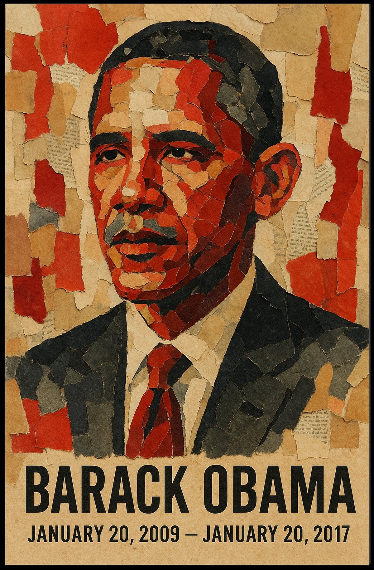 Barack Obama 44th President of the United States Layered paper Collage Poster