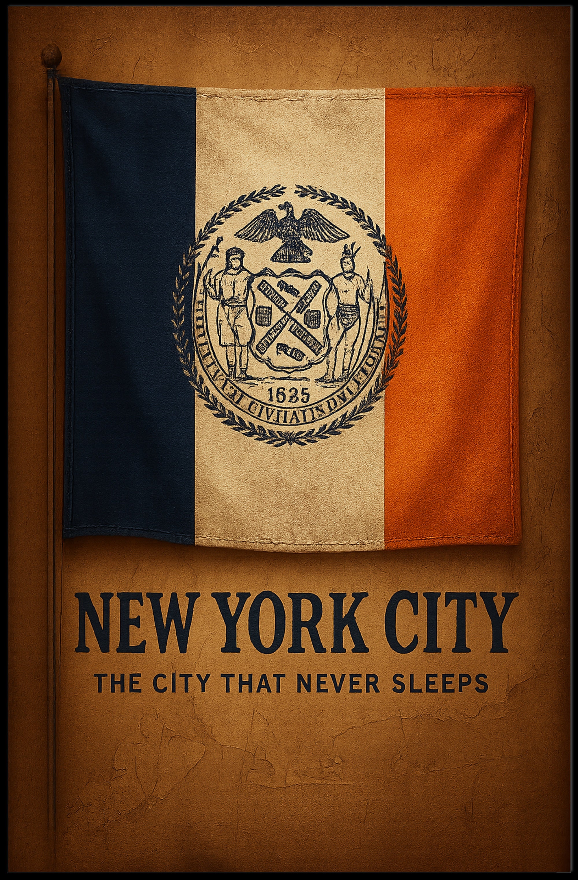 New York City Flag Vintage Nostalgia Country Flag Poster