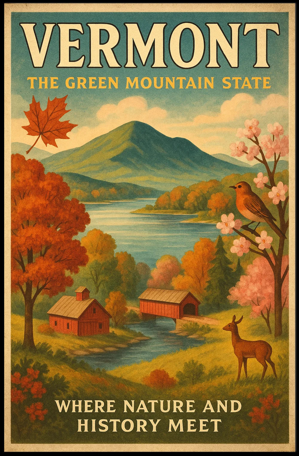 Vermont Scenic Beauty Travel Poster PosterGoat