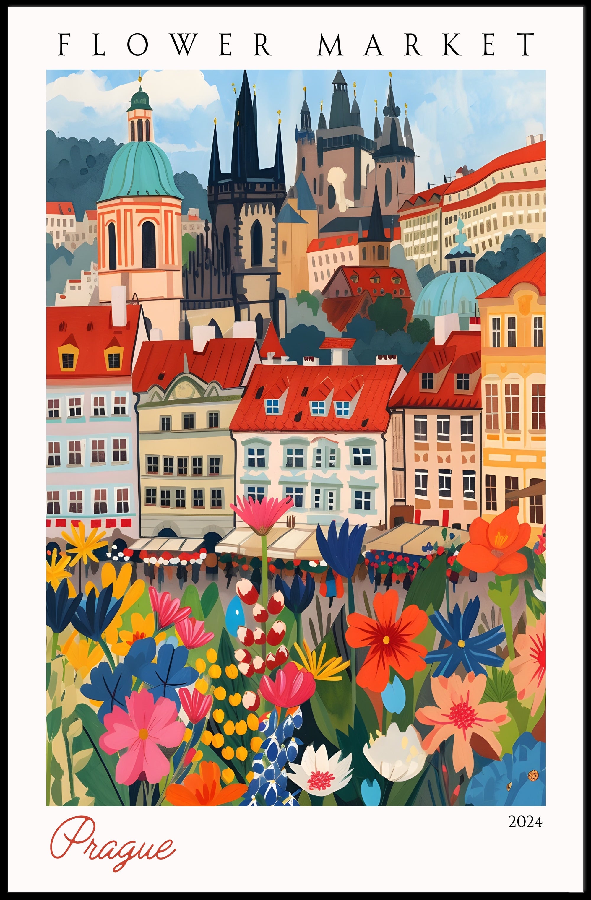 Flower Market in Prague Poster PosterGoat