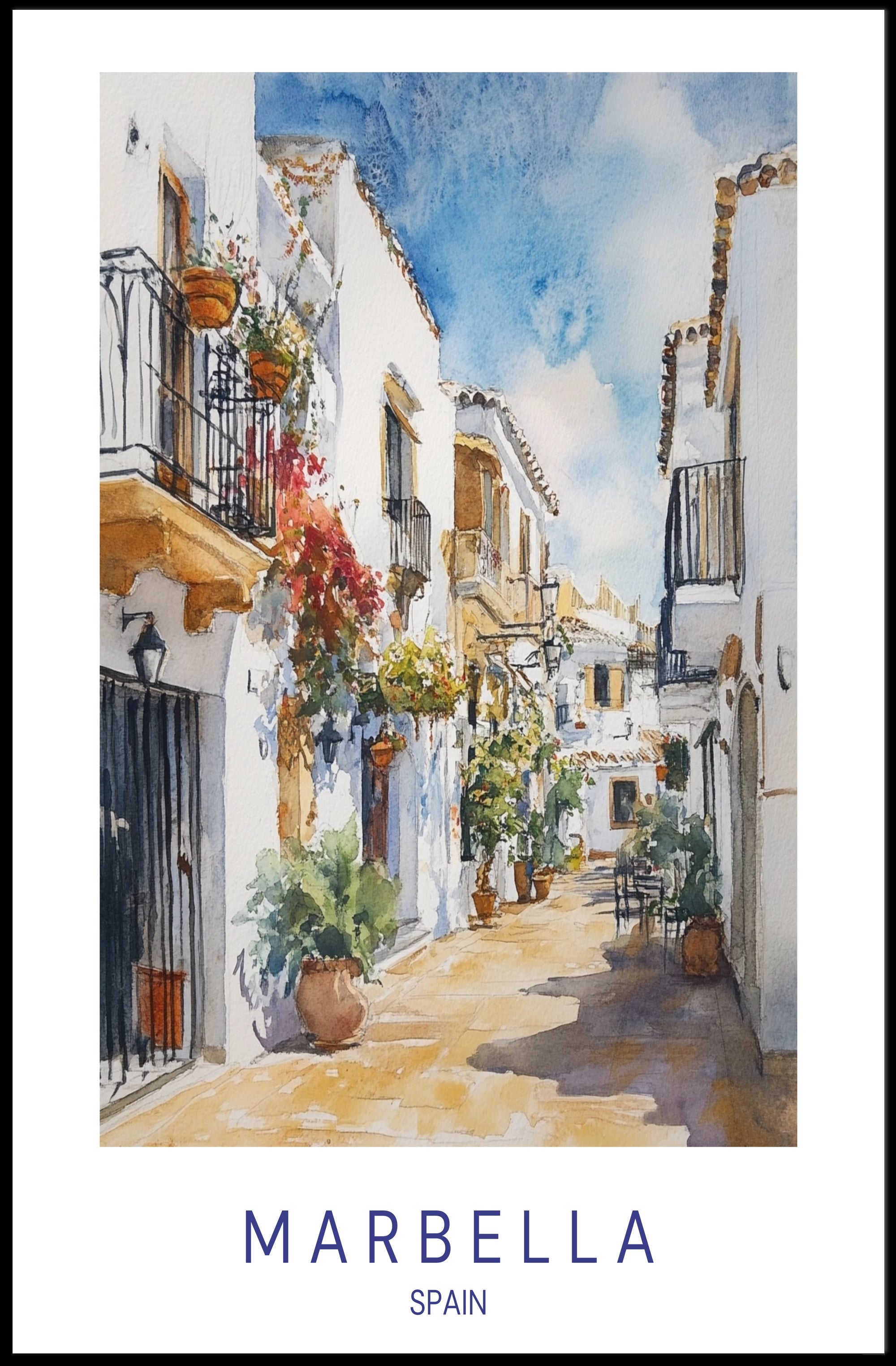Charming Streets of Marbella Poster PosterGoat