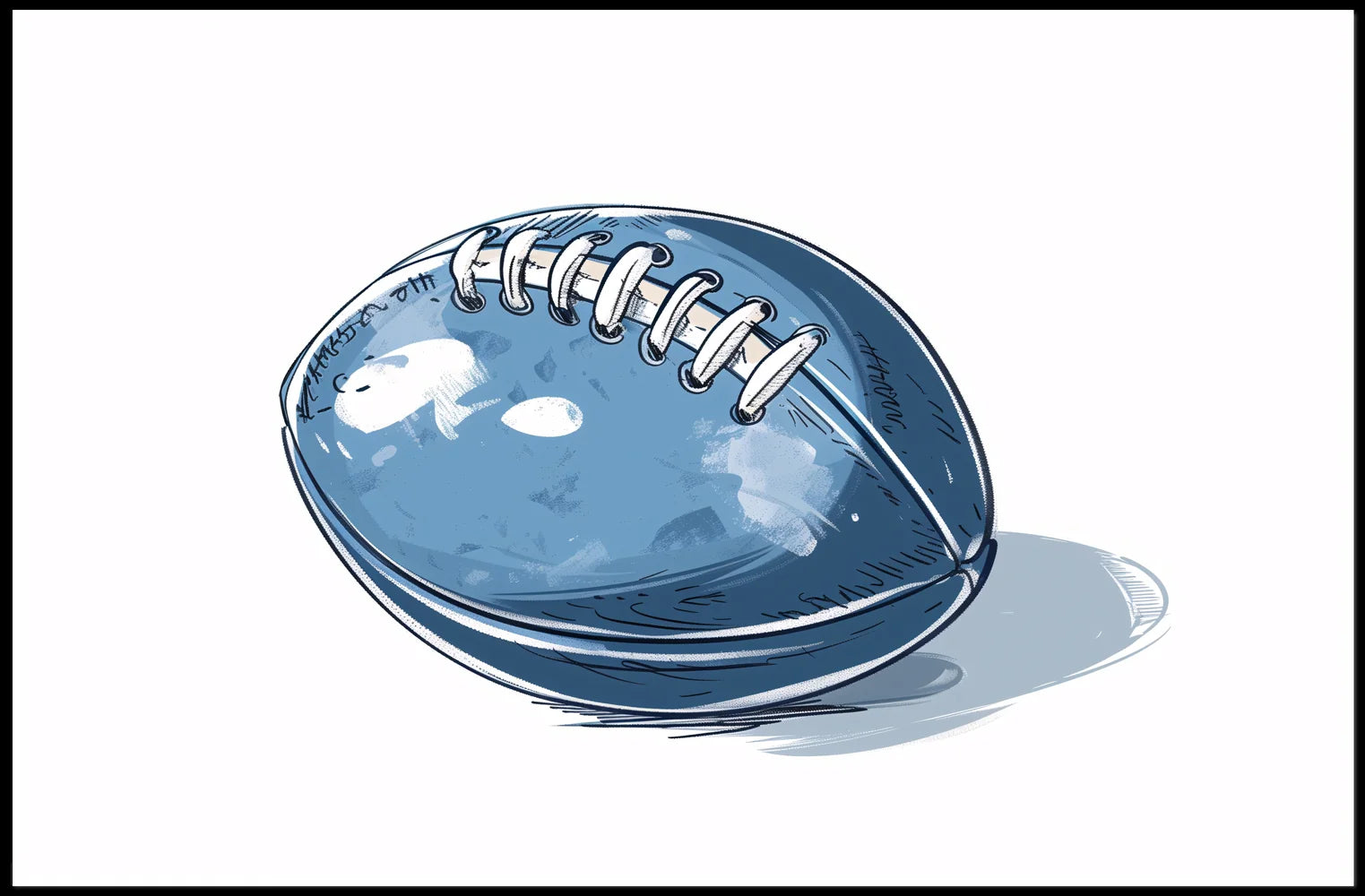 Stylized Blue American Football Art Poster