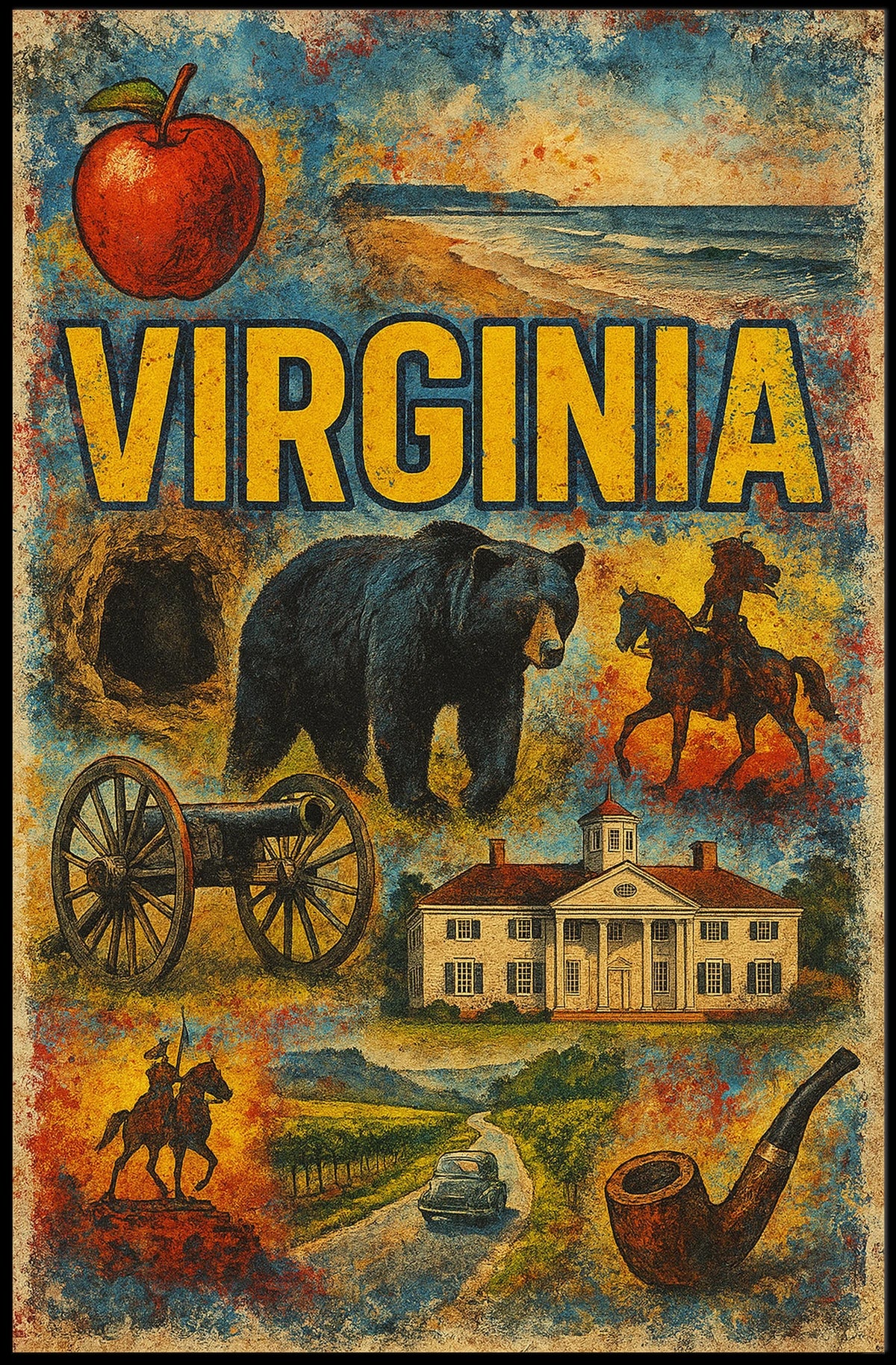 Virginia A Journey Through History and Nature Poster