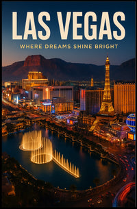 Las Vegas Poster Dreams Shine Bright Skyline Travel Decor