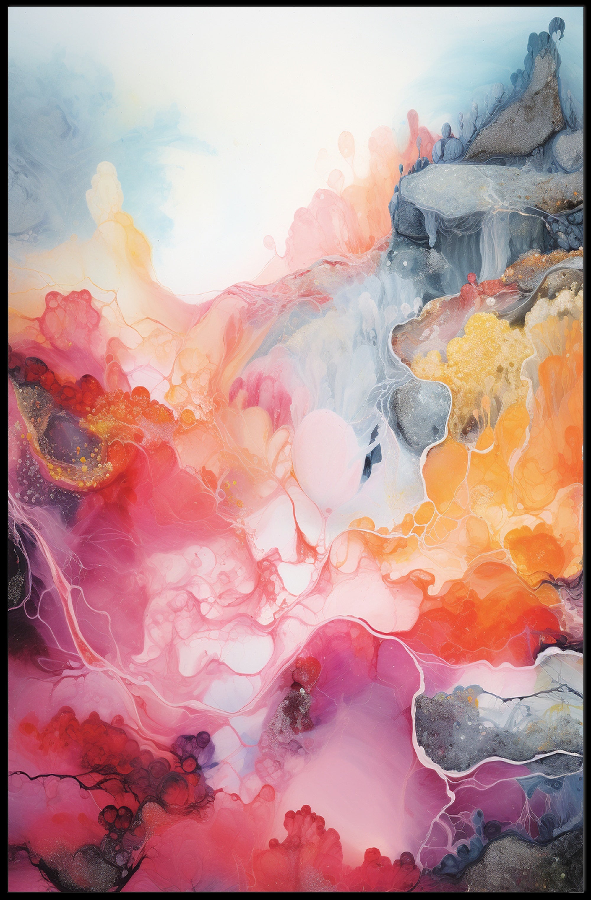 Abstract Colorful Waves Abstract Poster