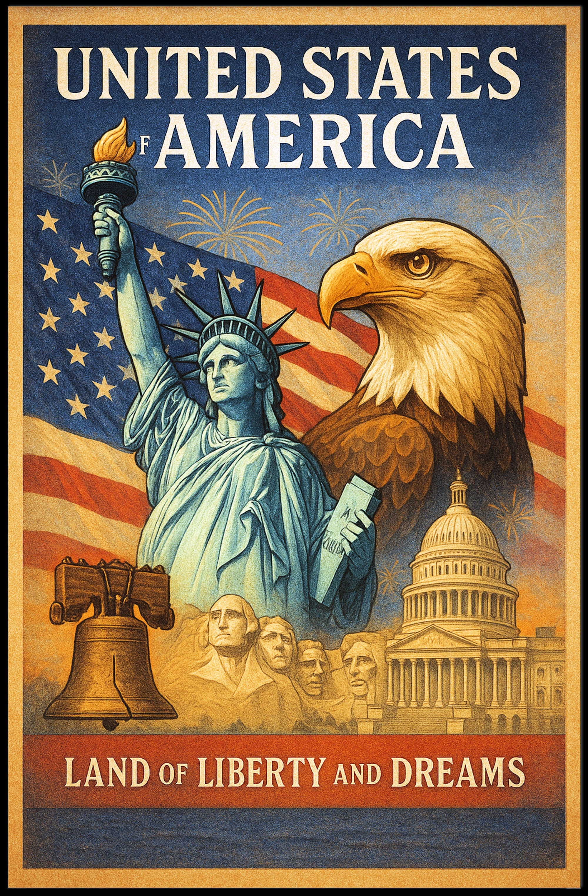 Land of Liberty and Dreams Poster PosterGoat